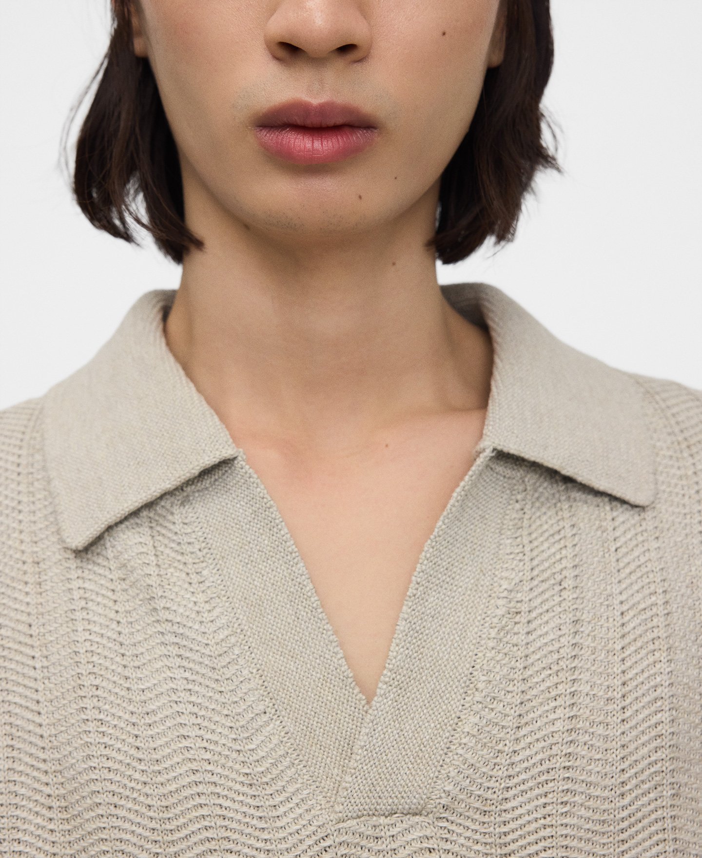 Raffia texture oversize polo shirt image number 3