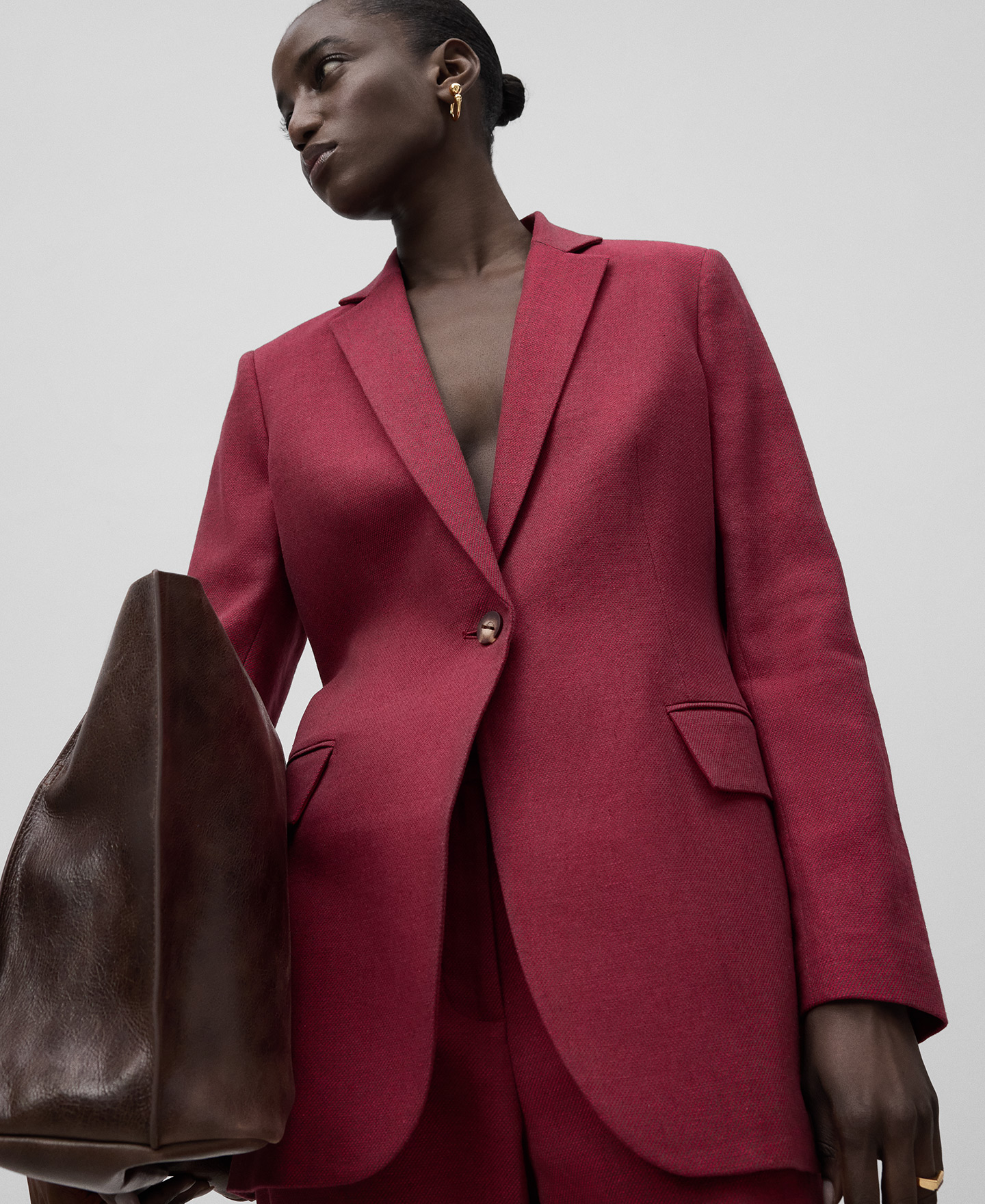 Blazer con lino europeo mujer image number 0