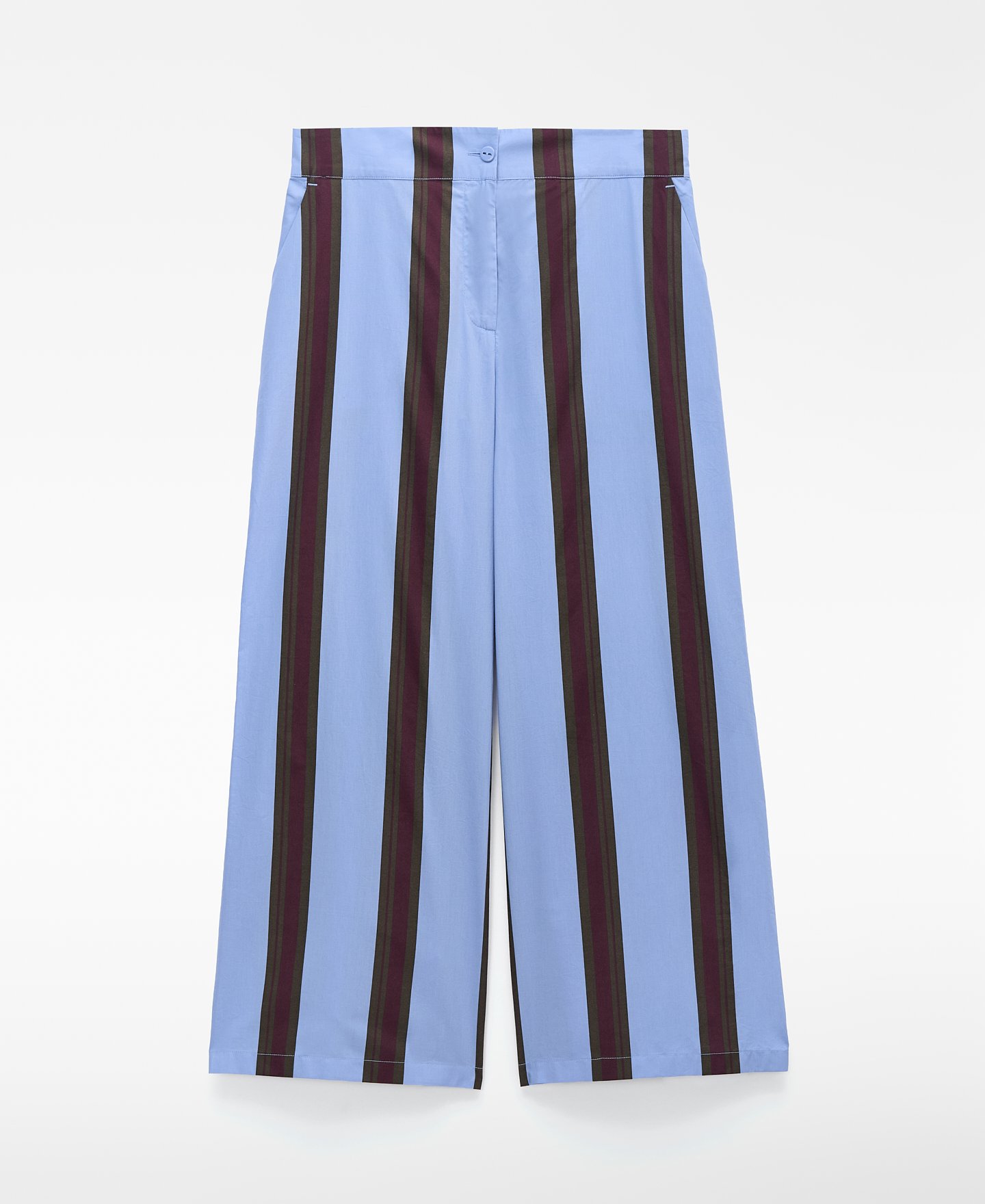 Cotton striped culotte trousers image number 6
