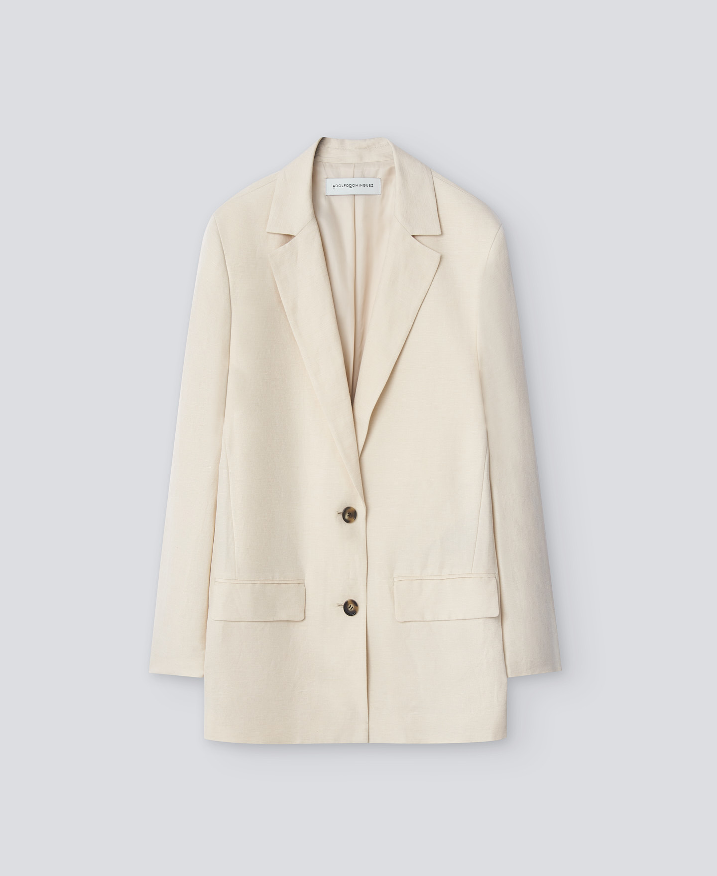 Beige European linen blazer woman image number 4
