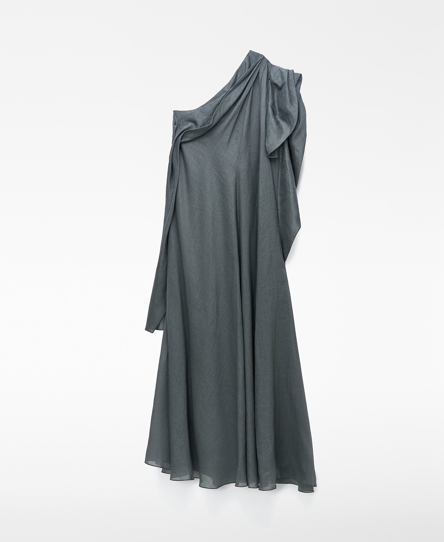 Ramie asymmetric draped dress image number 4
