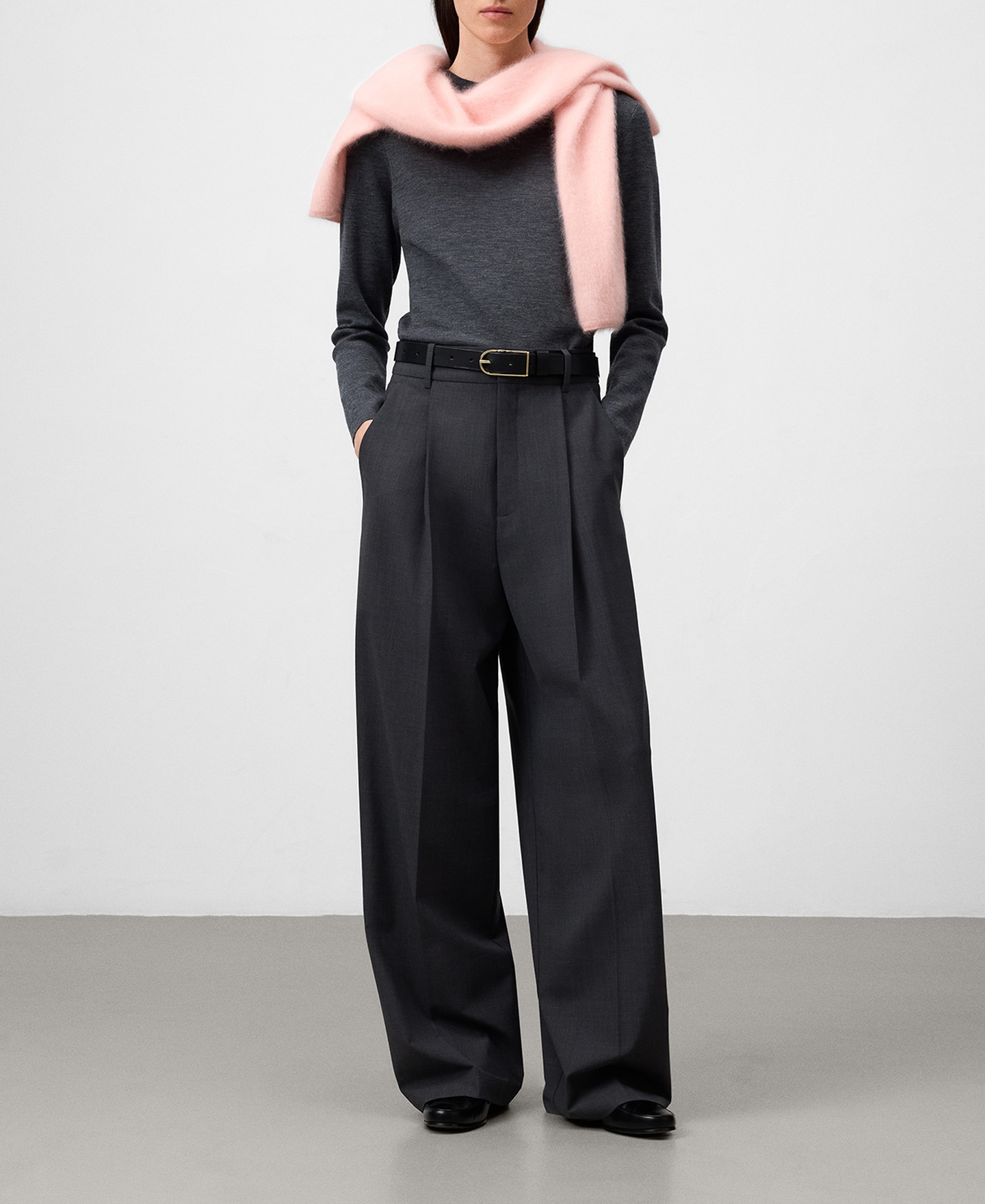 Asymmetric neckline knit sweater image number 1