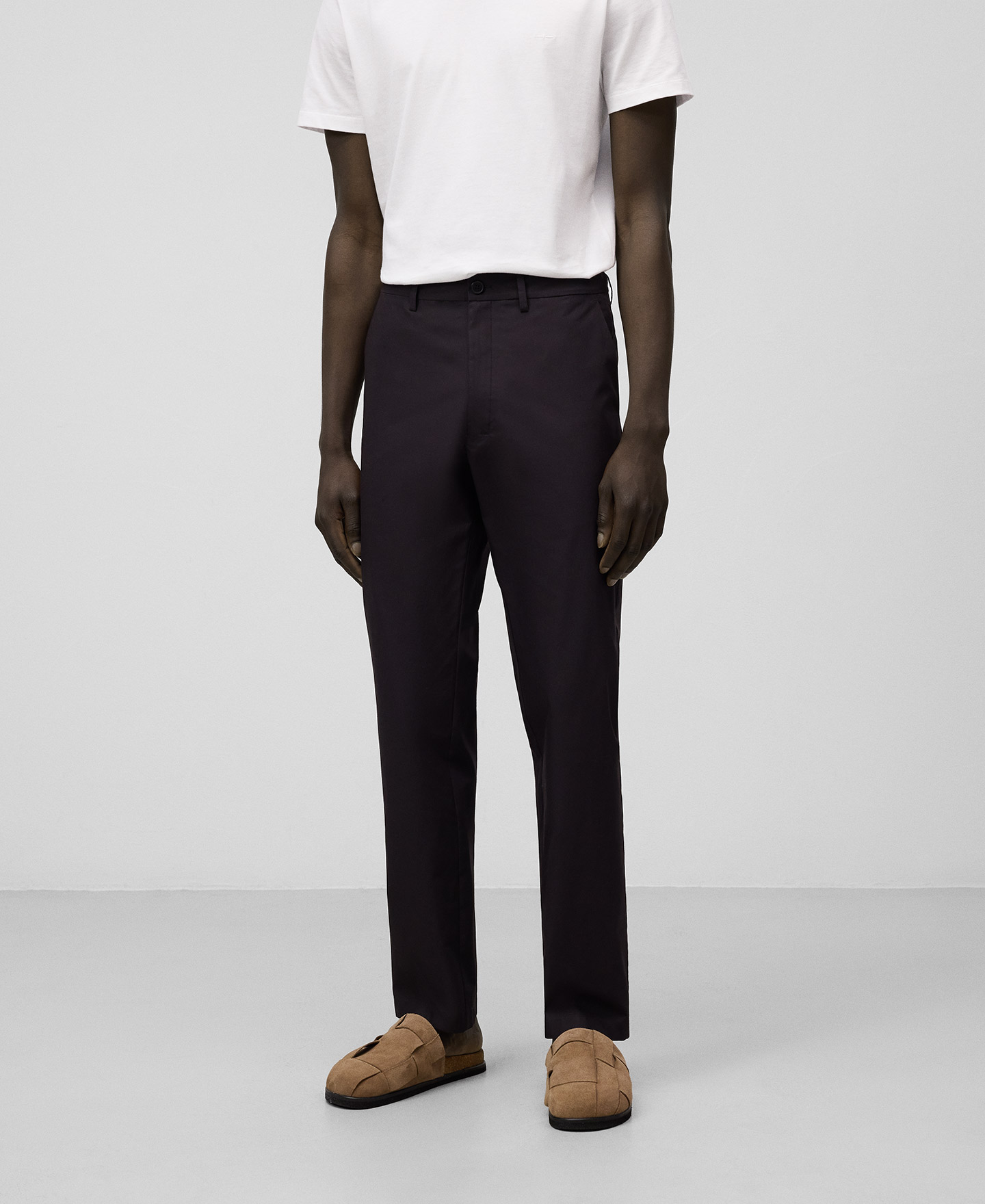 Cotton poplin straight trousers man image number 0
