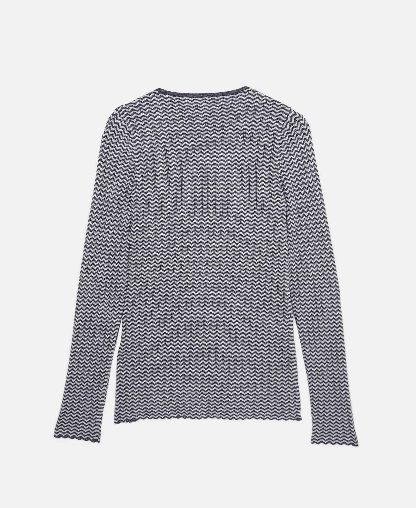 V-neck herringbone jacquard sweater image number 5