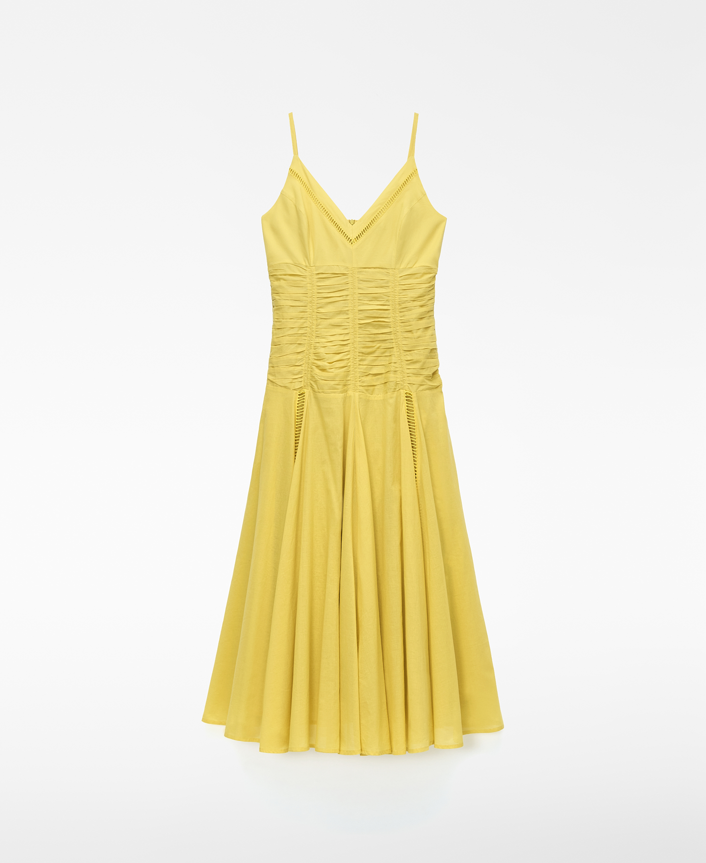 Cotton gathered-waist midi dress image number 4