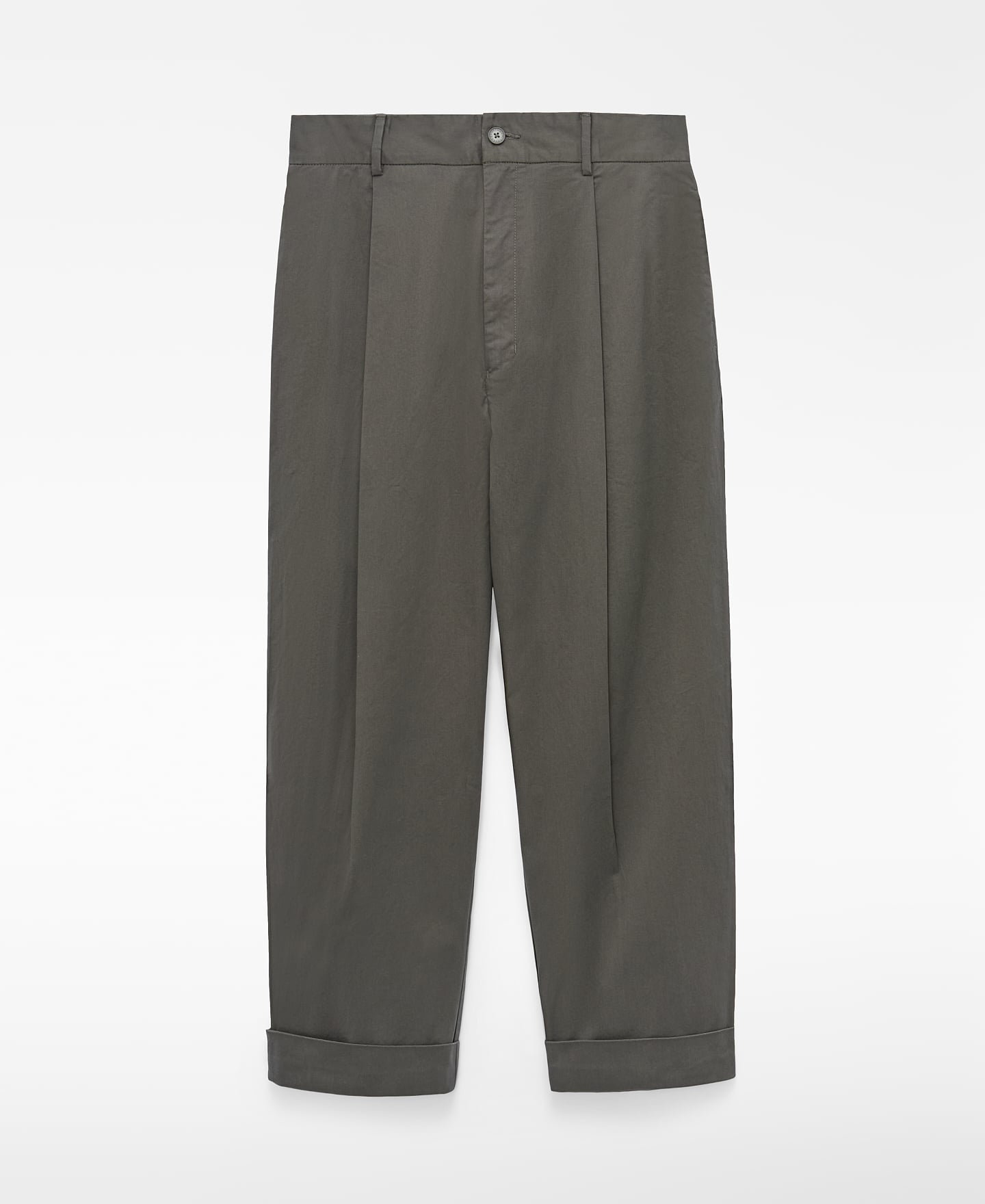 Organic cotton pleated straight trousers image number 4