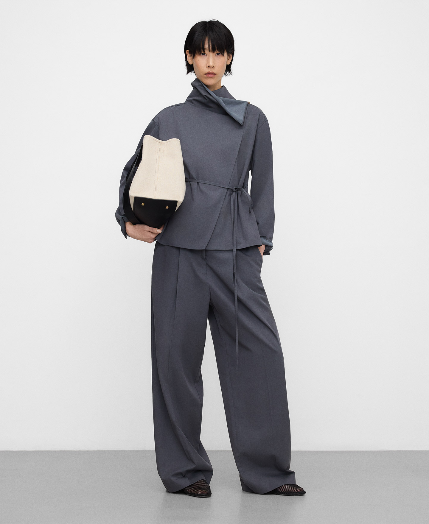 Wrap shirt with belt image number 1