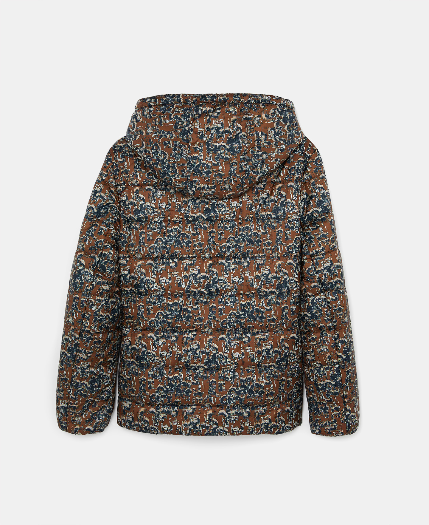 Removable hood printed padded jacket image number 5