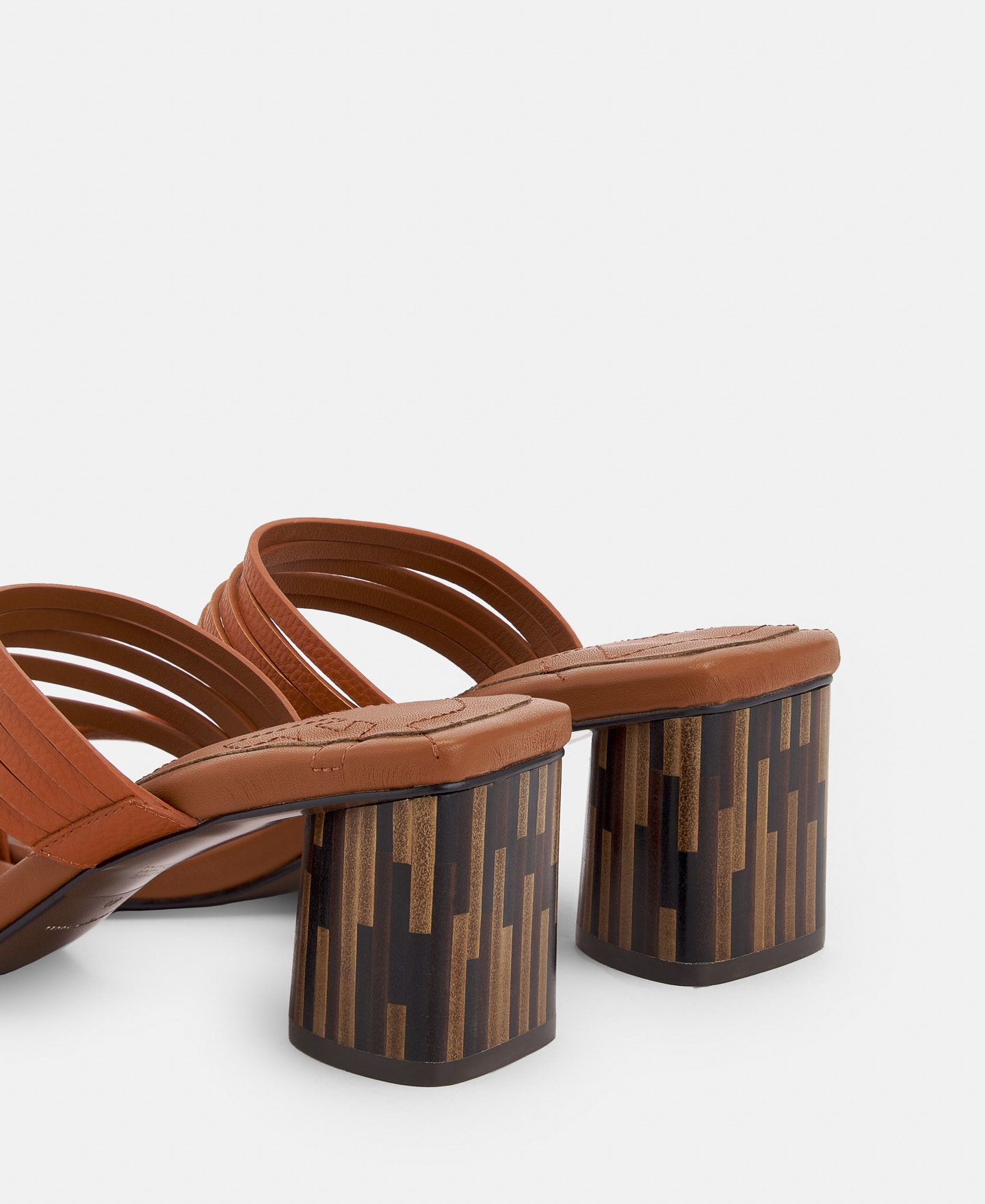 Square leather sandal with wooden heel image number 2