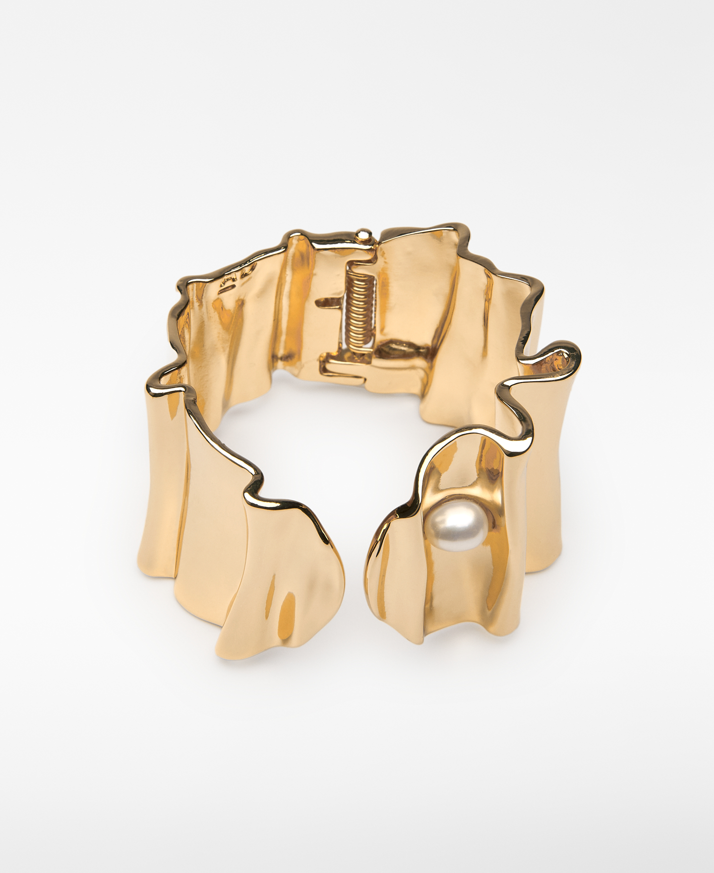 Pulsera metálica con perla mujer image number 0