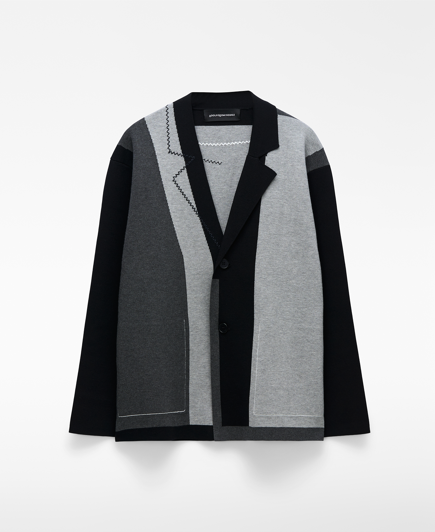 Blazer asimétrica punto intarsia hombre image number 6