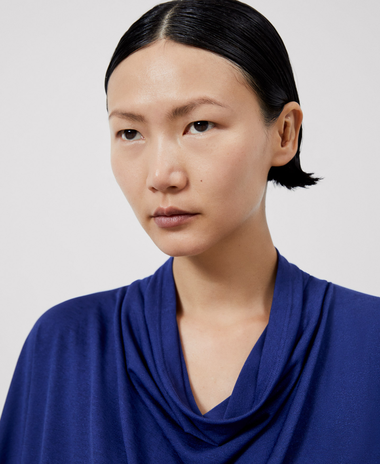 Fluid blouse draped neckline image number 3