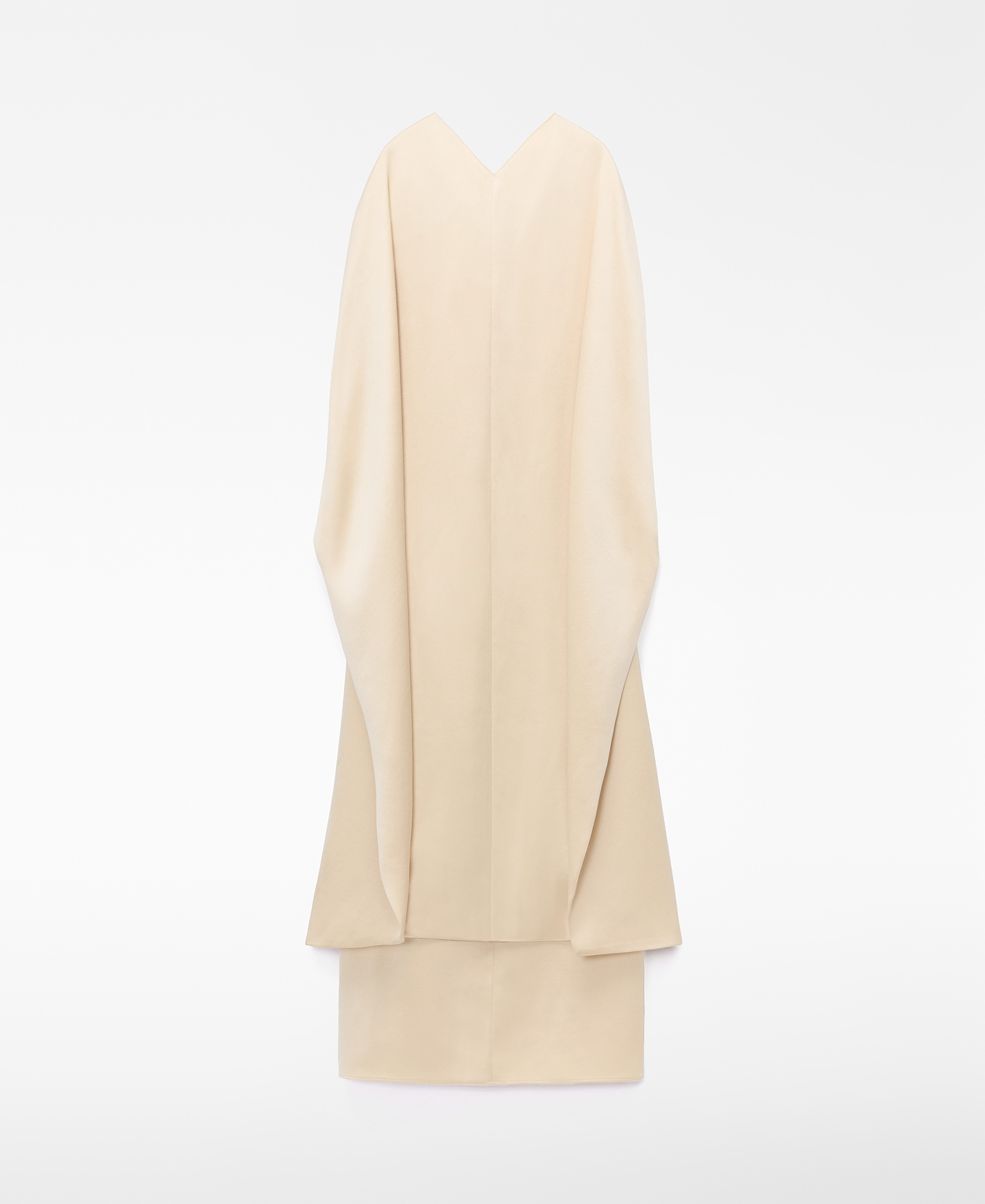 Long satin dress with a back cape image number 5