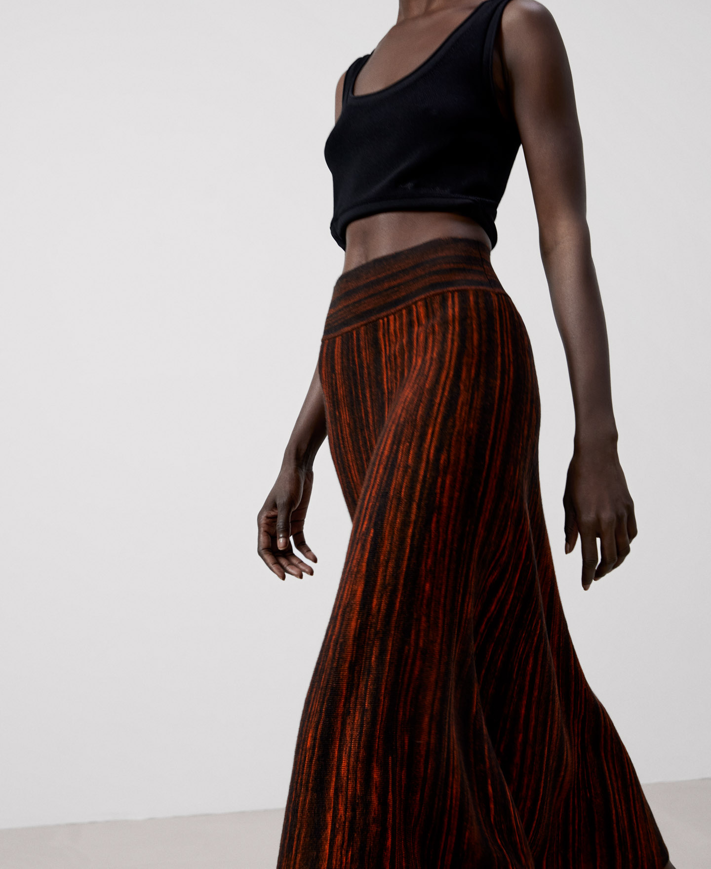 Printed soft A-line skirt image number 3