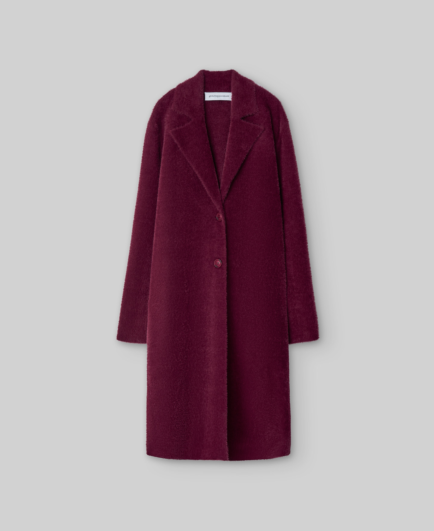 Burgundy fur effect coat woman image number 0