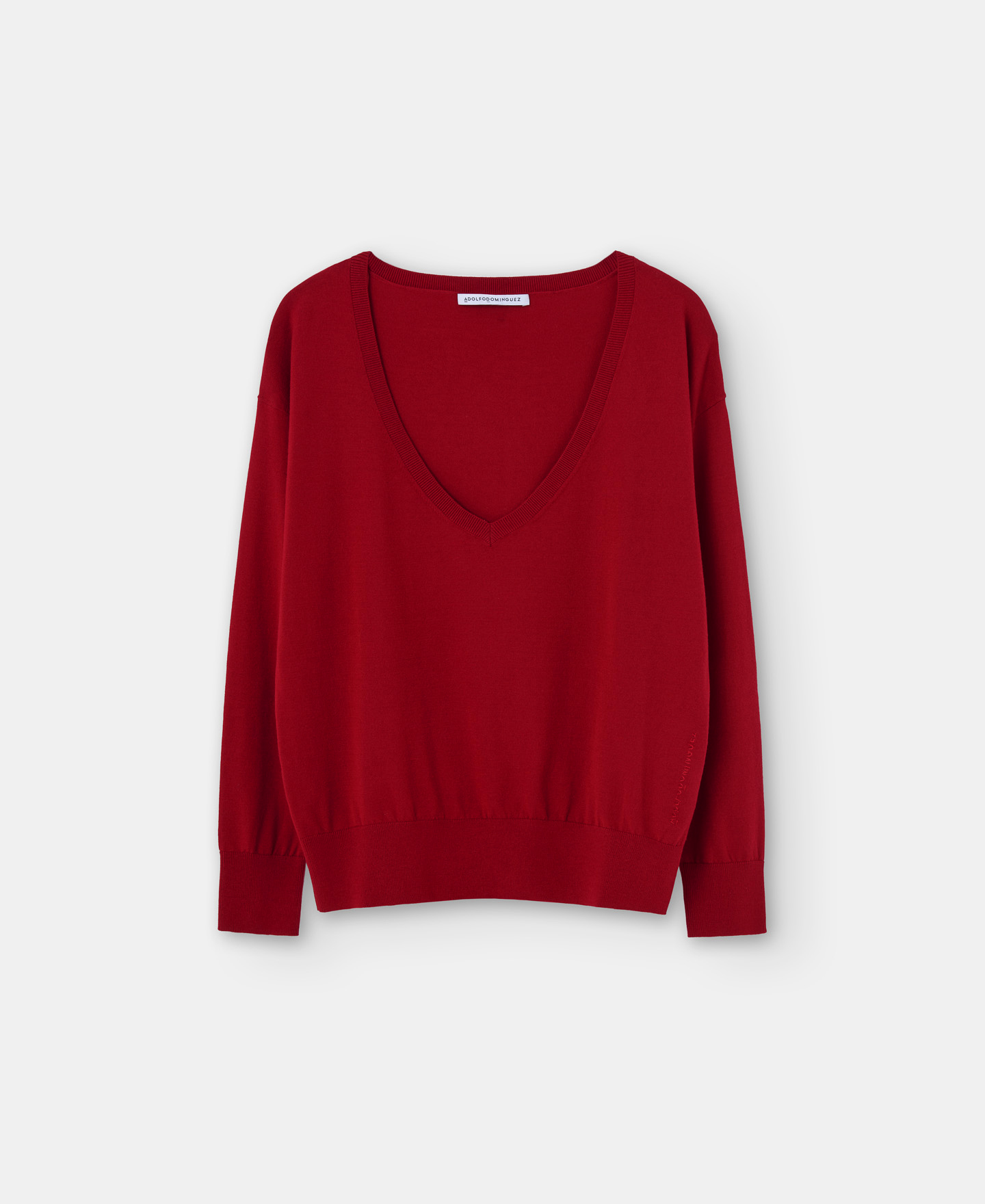 V-neckline viscose knit sweater image number 4