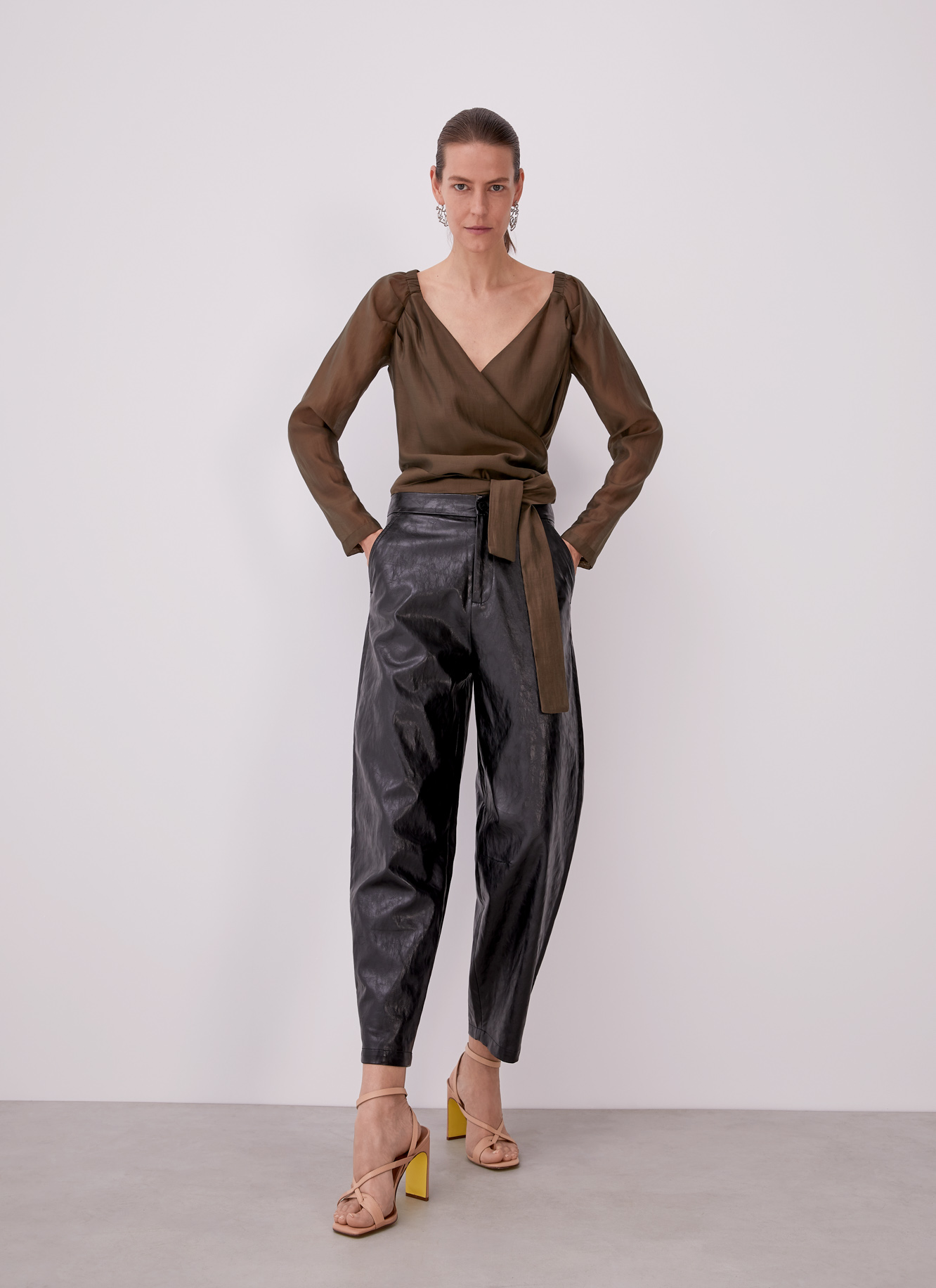 Wrap shirt with belt image number 4