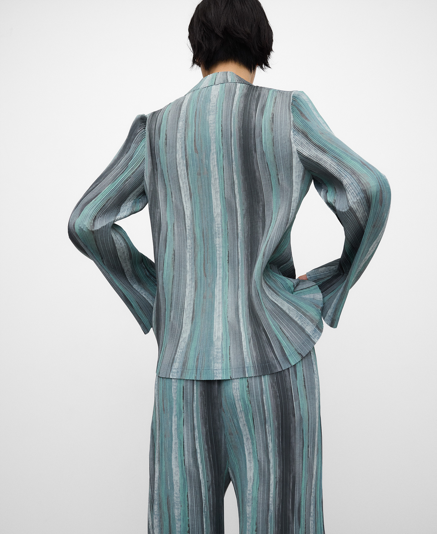 Printed crinkle jacket woman image number 2