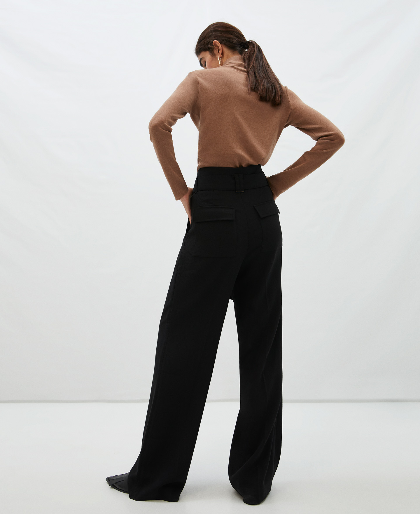 Twill fabric palazzo trousers image number 2