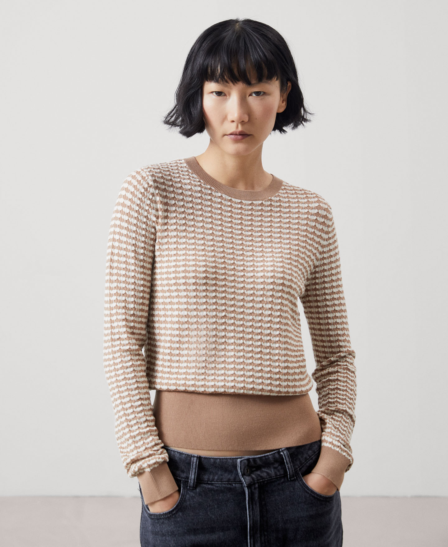 Viscose fabric round neckline sweater image number 0