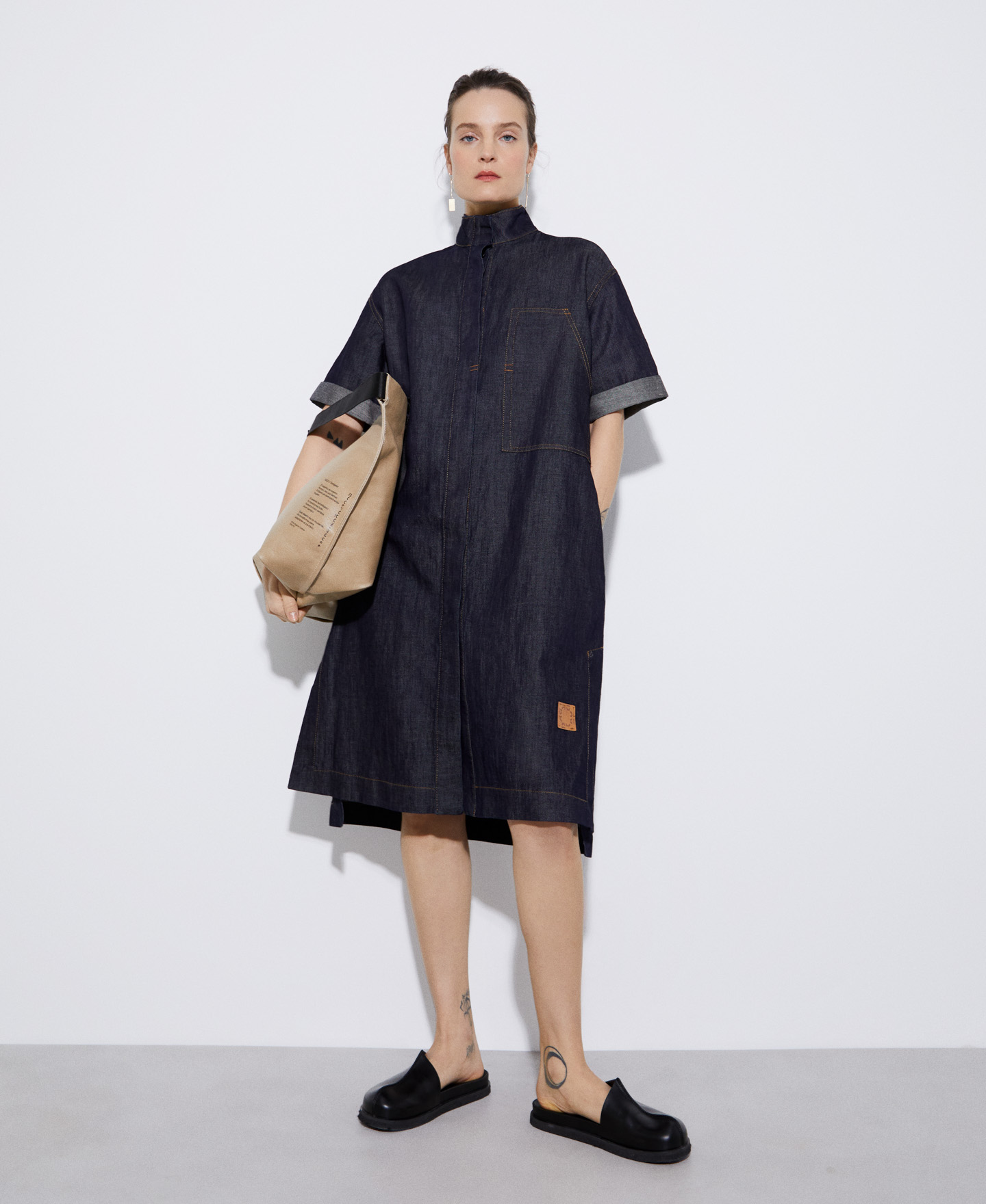 Linen and cotton shirt dress image number 1