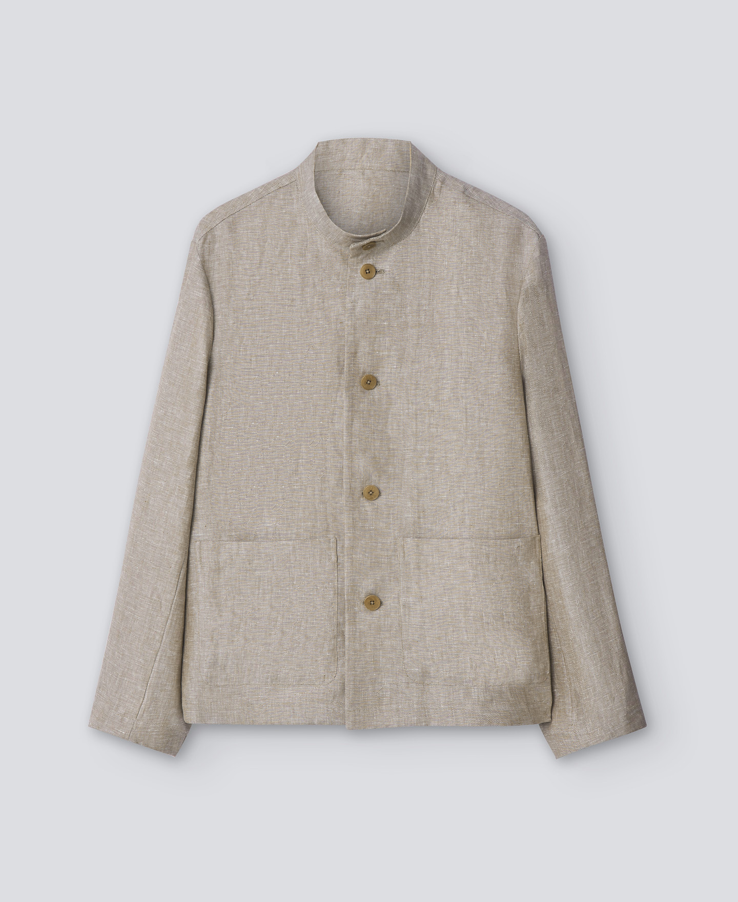 Sobrecamisa cuello Mao en lino hombre image number 4
