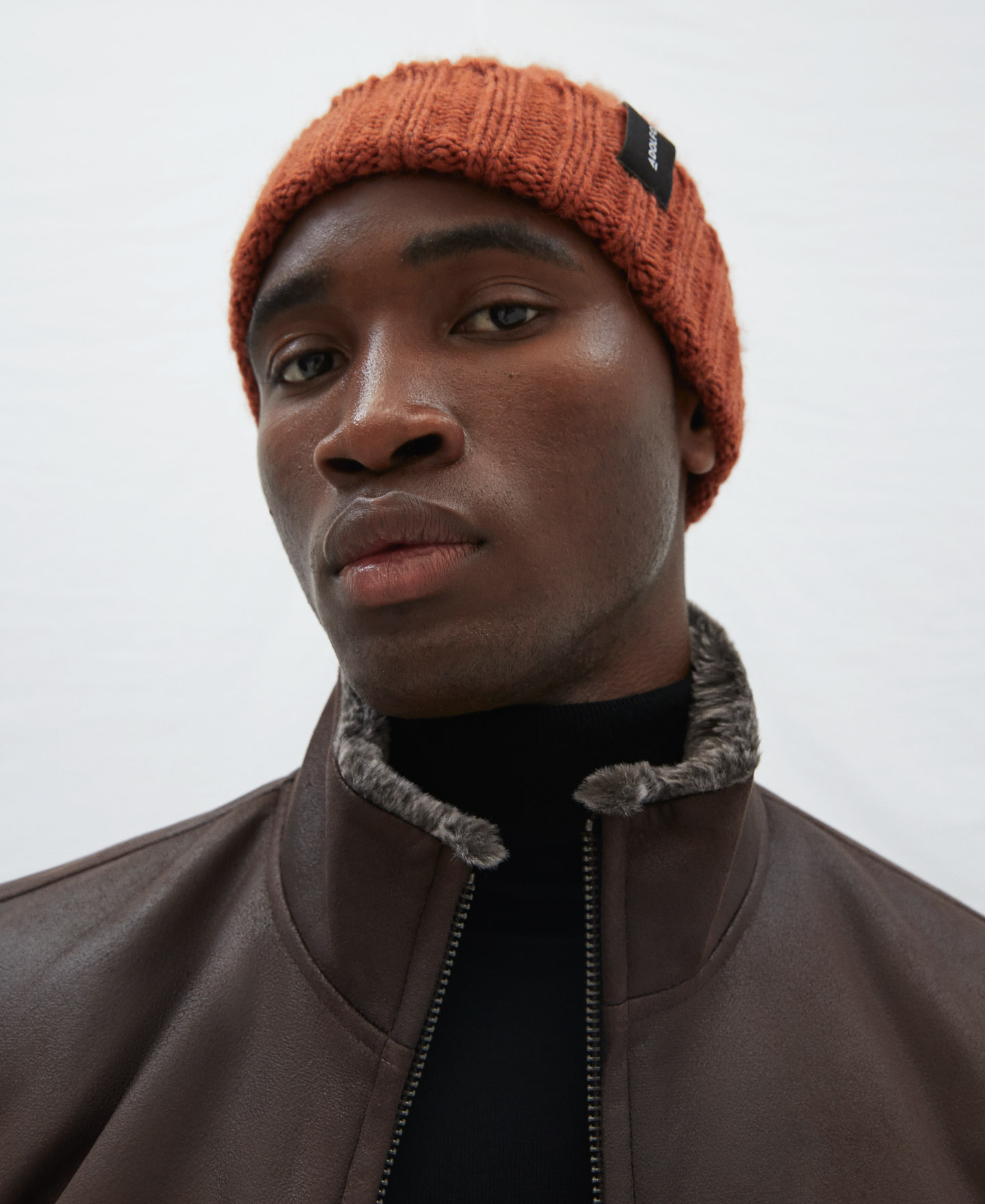 Faux suede turtleneck coat image number 3