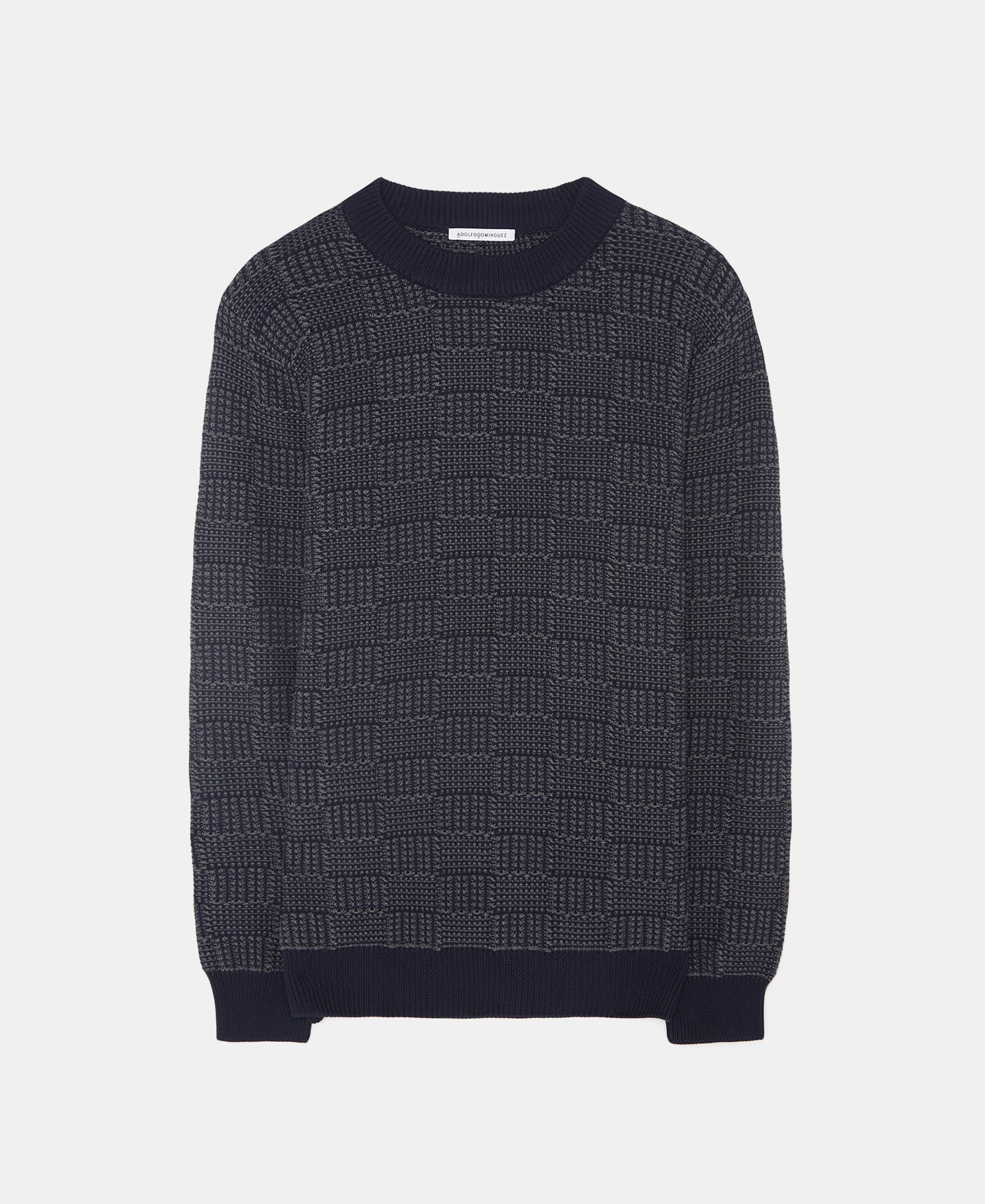 Cotton plaid structure sweater image number 4