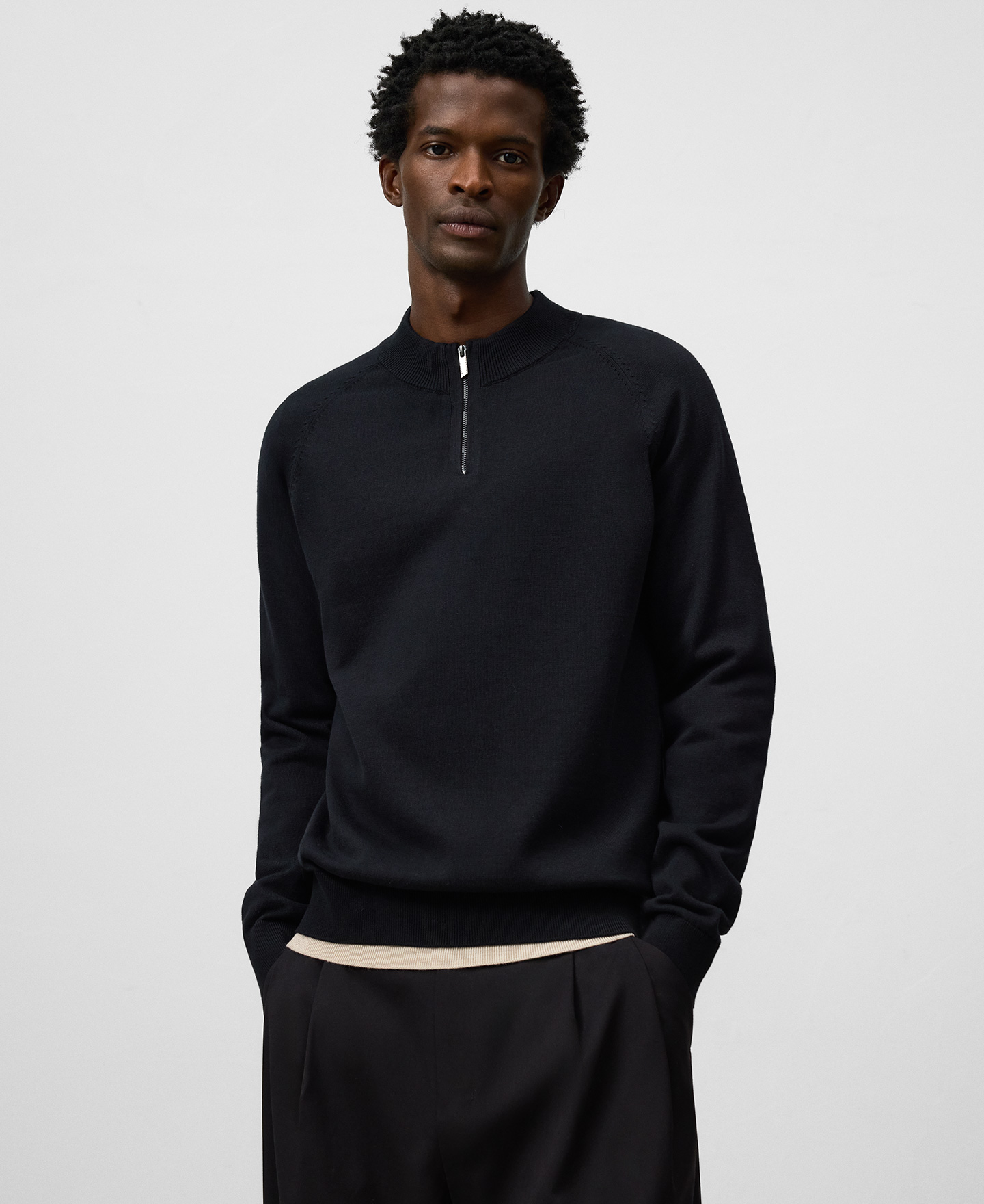 Half-zip perkins collar sweater man image number 0