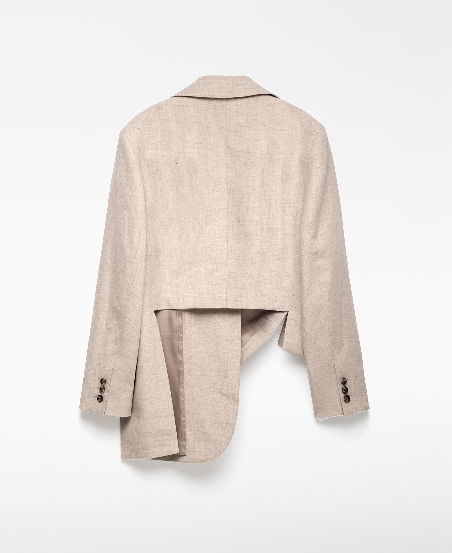 Linen blend asymmetrical blazer woman image number 3