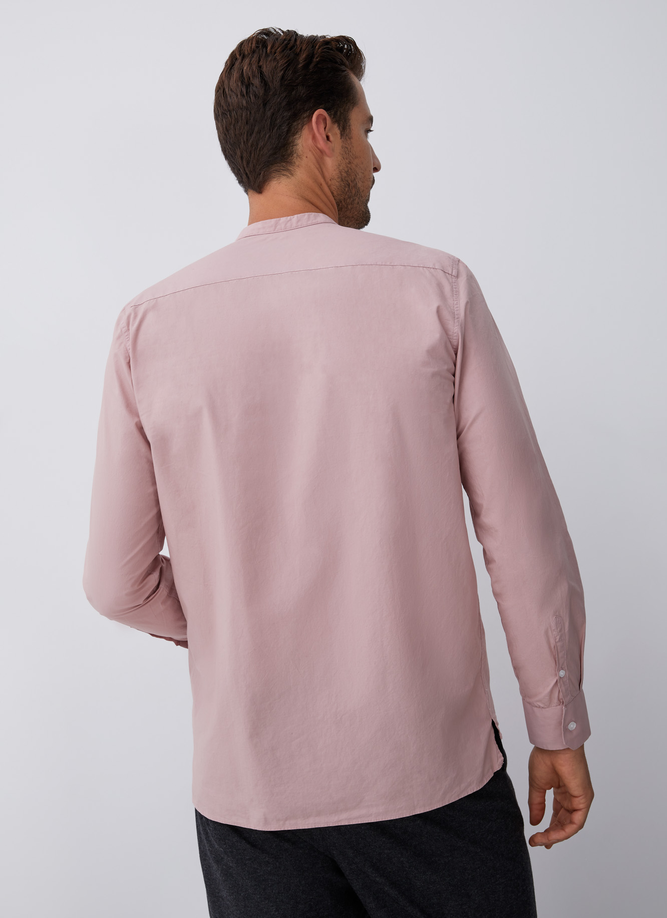 Cotton shirt with mandarin collar image number 1