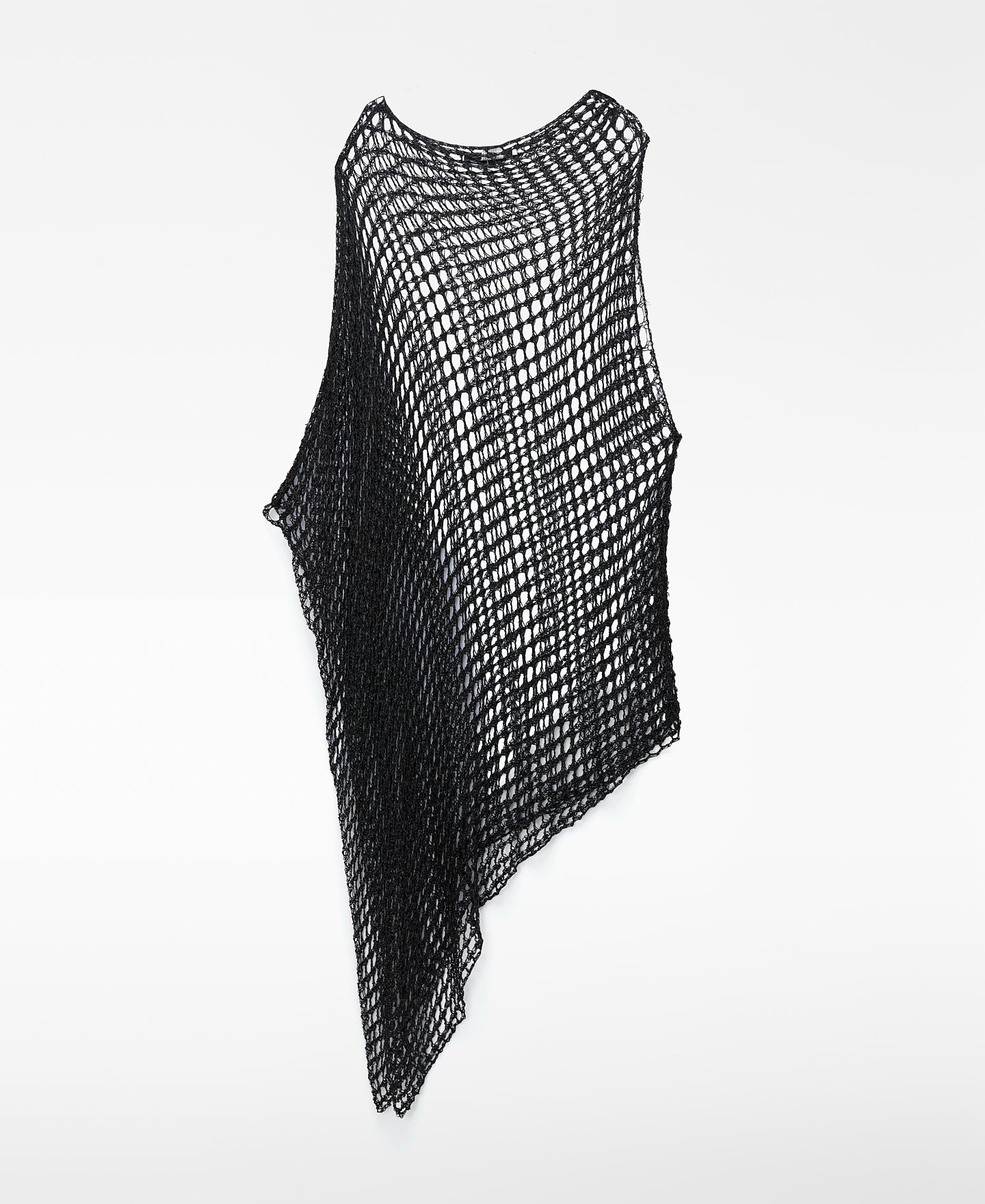 Asymmetric metallic knit mesh cape image number 5