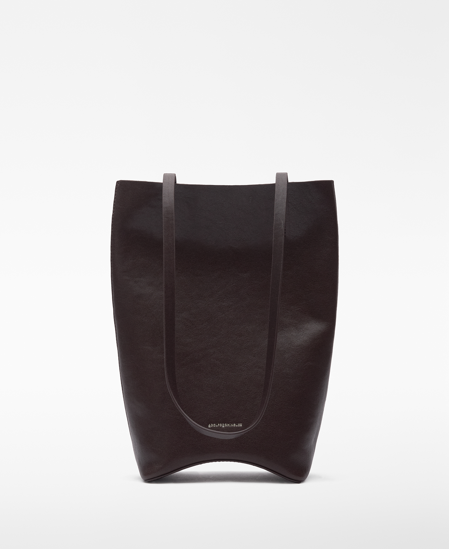Curved base leather sopper bag woman image number 0