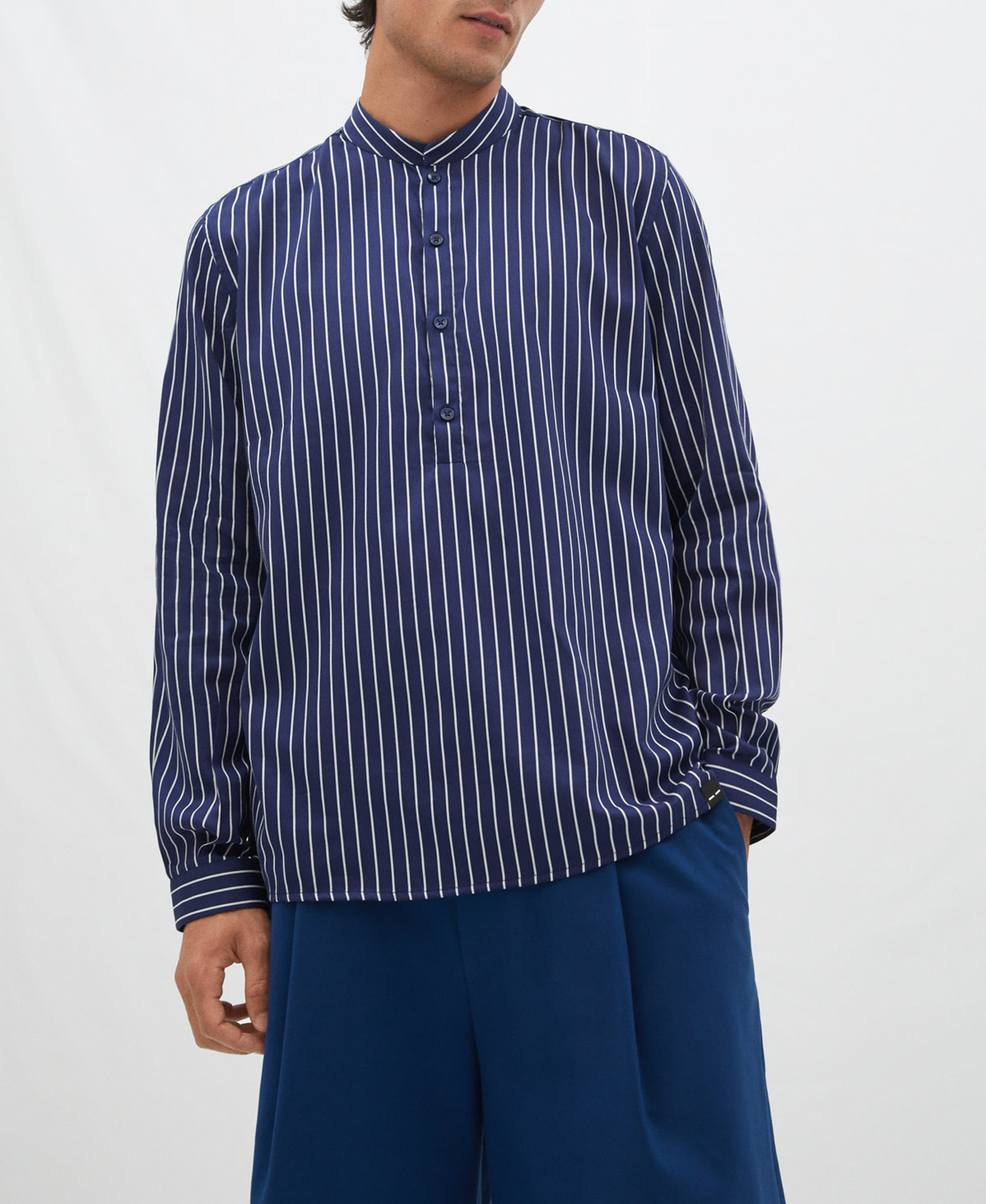 Camisa de rayas en algodón y modal image number 0