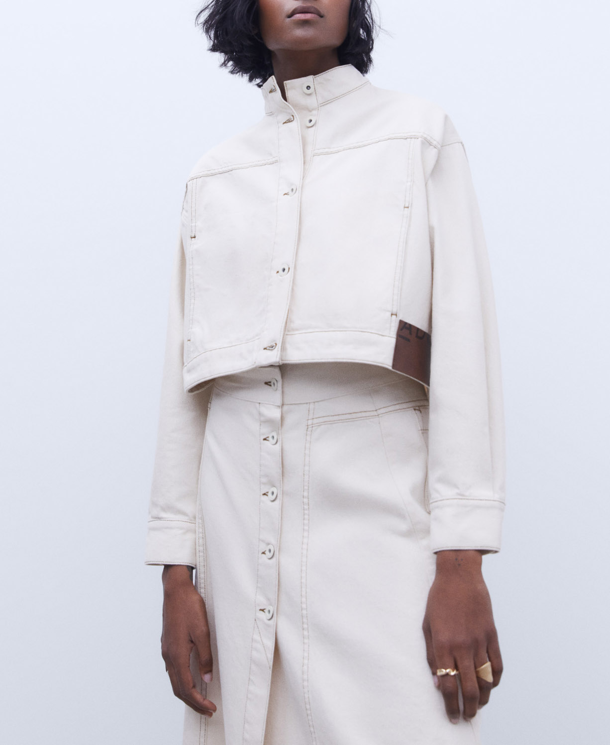 Funnel collar denim jacket image number 0