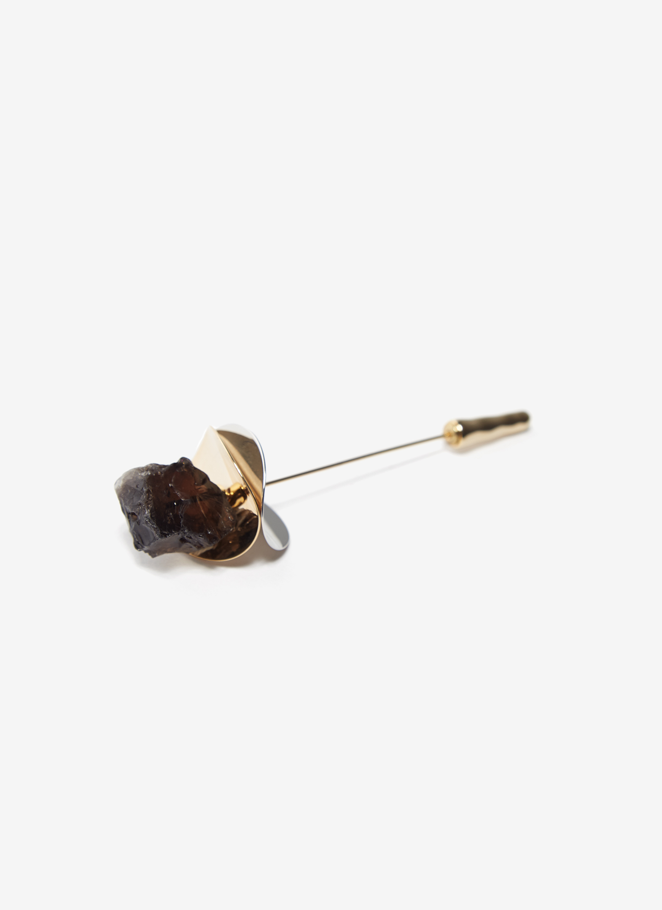 Metal brooch with natural stone image number 2
