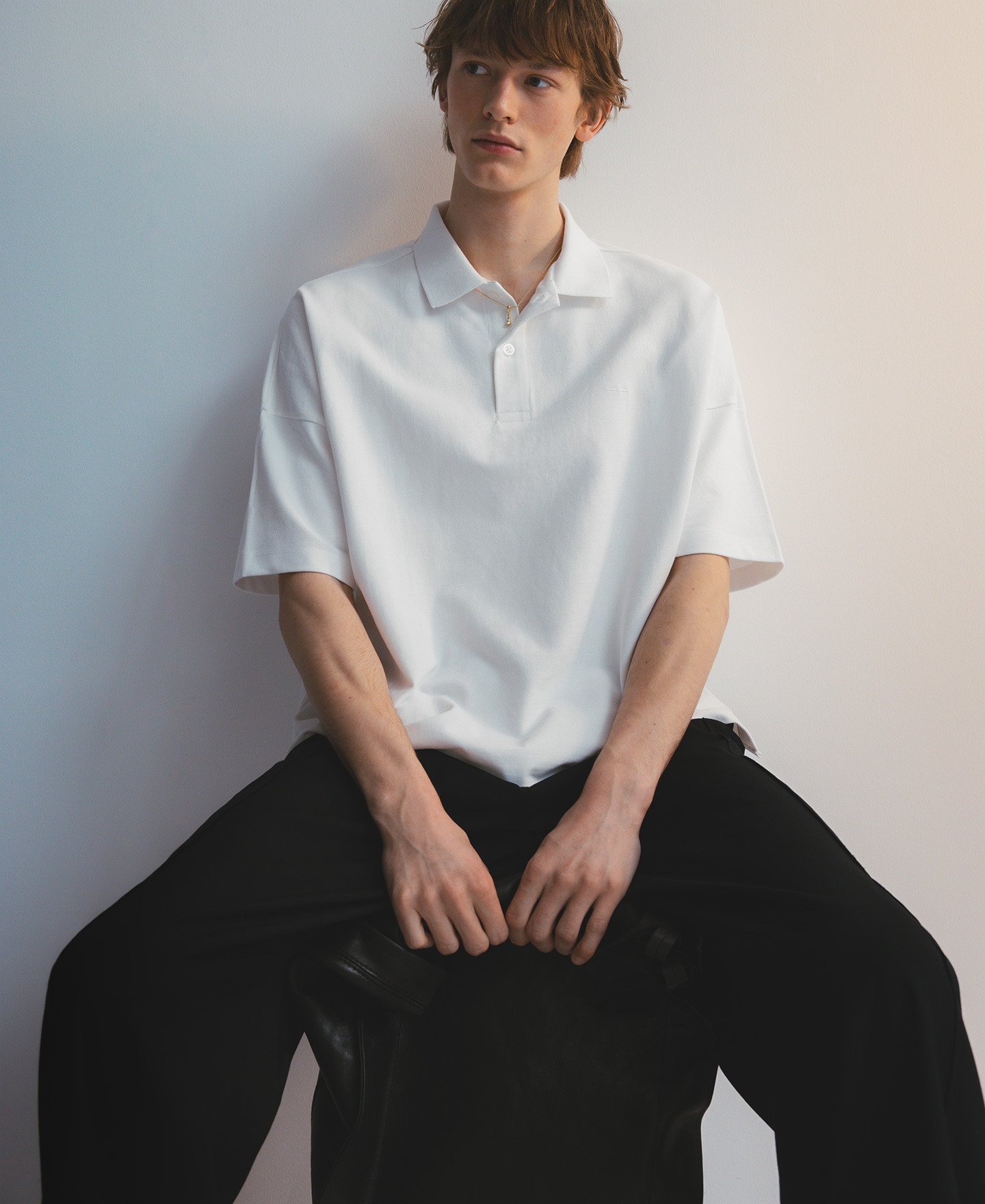 Cotton oversize polo shirt man image number 0