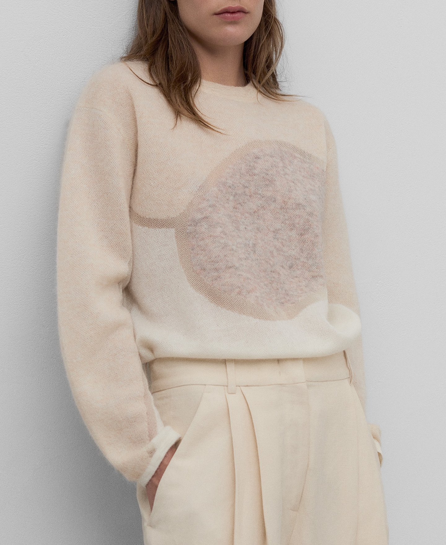Jersey punto con transparencias mujer image number 0