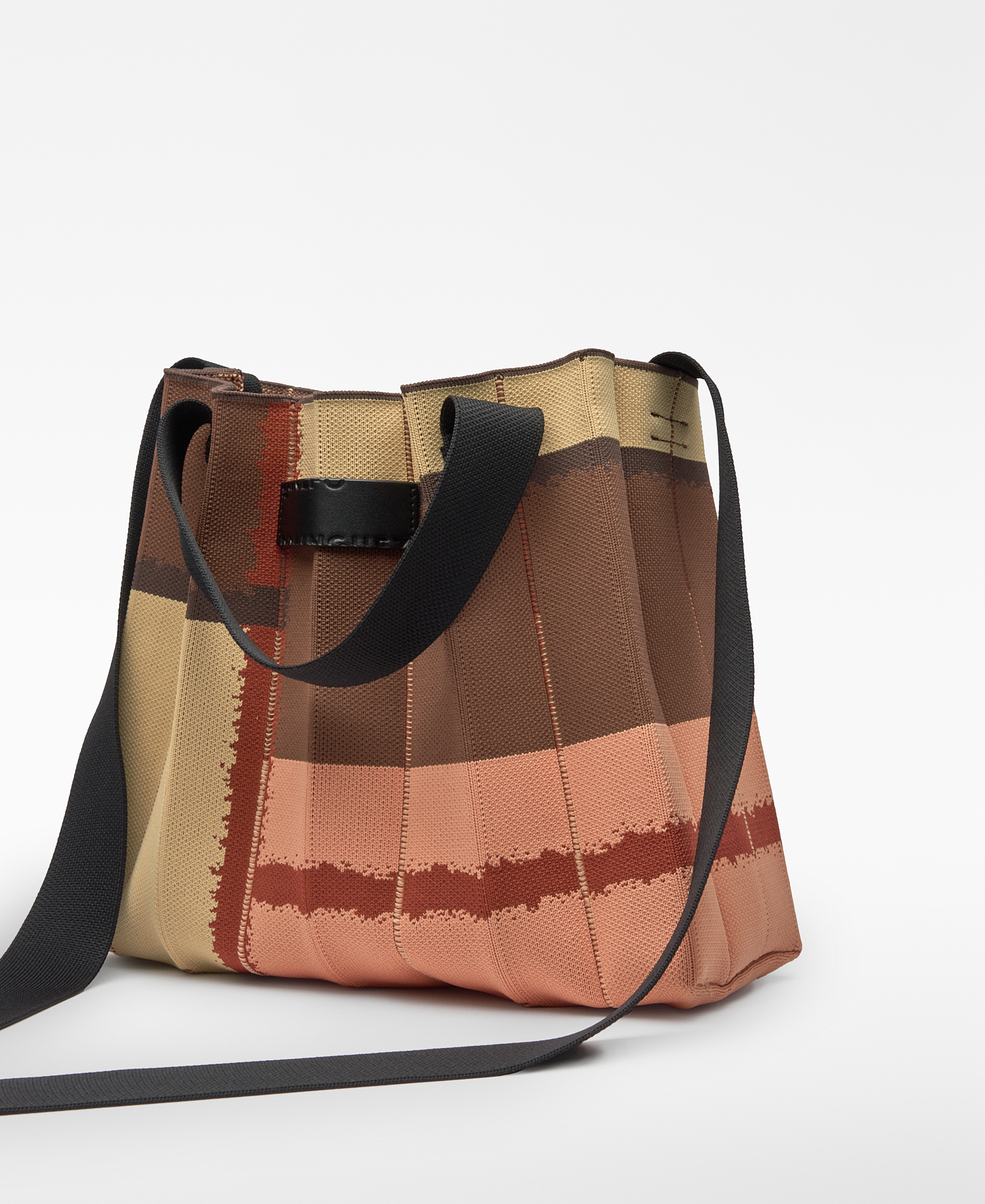 Printed knit pleated shopper bag woman image number 2