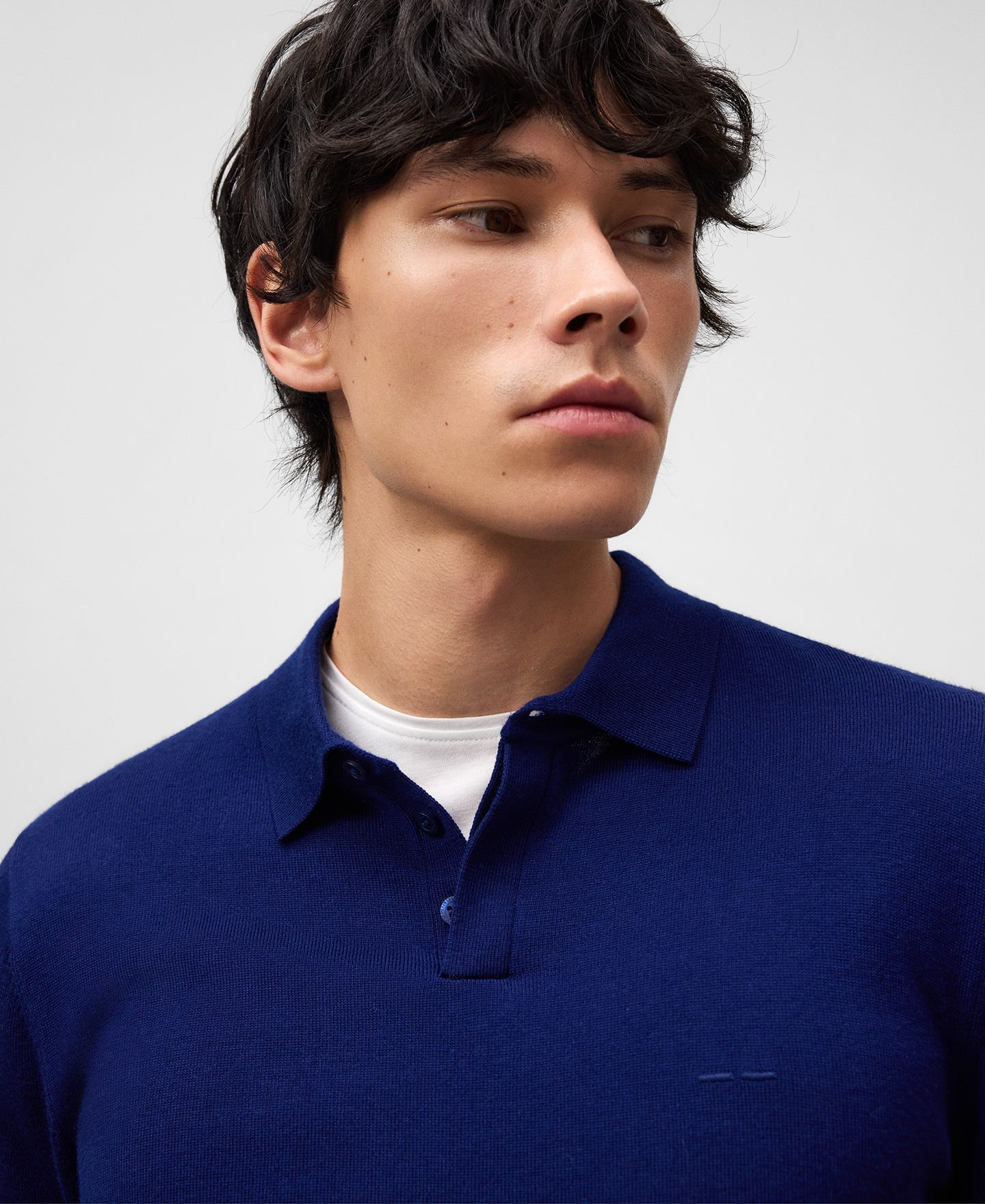 Polo manga larga lana merino hombre image number 3