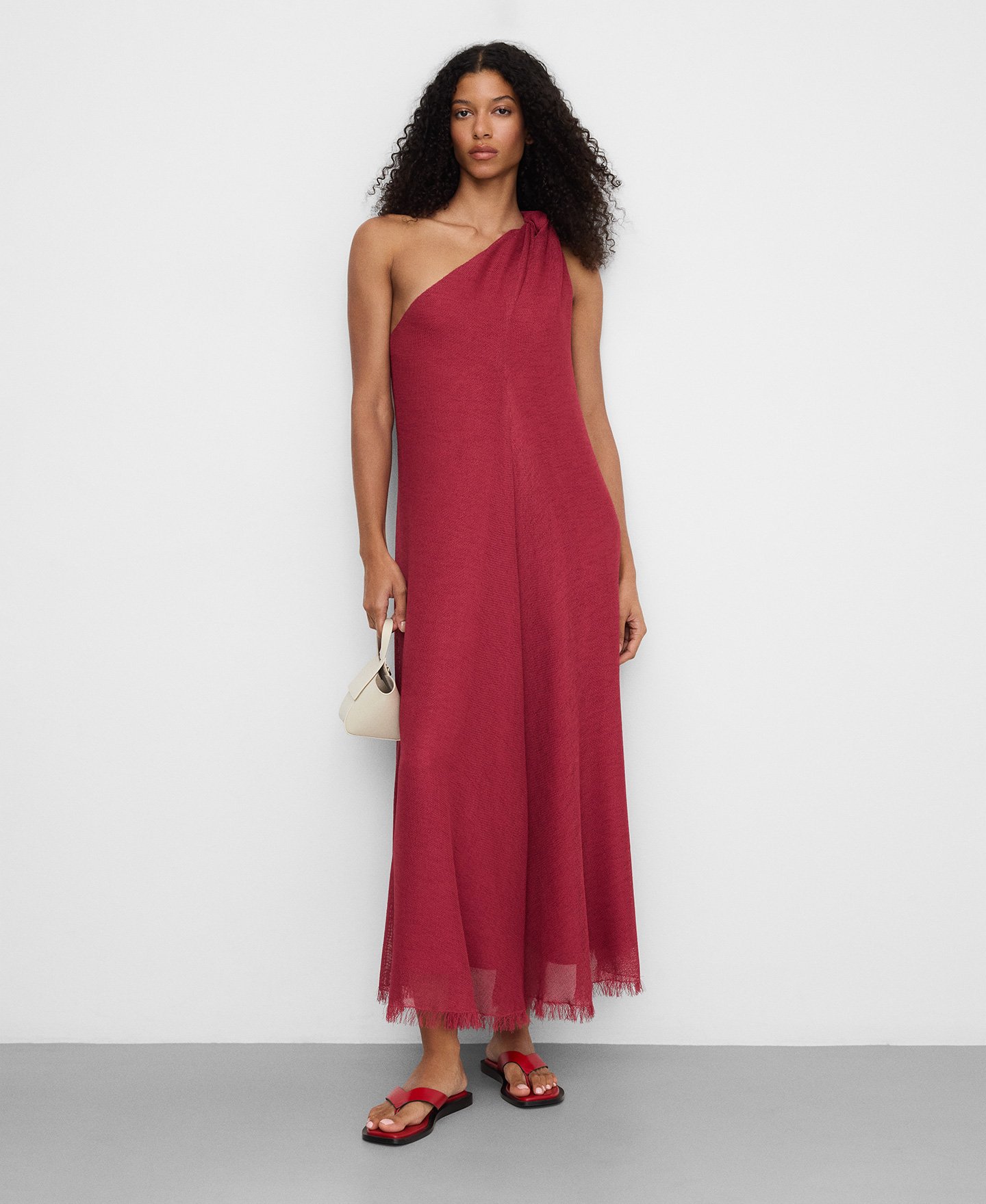 Asymmetric neckline long dress image number 1