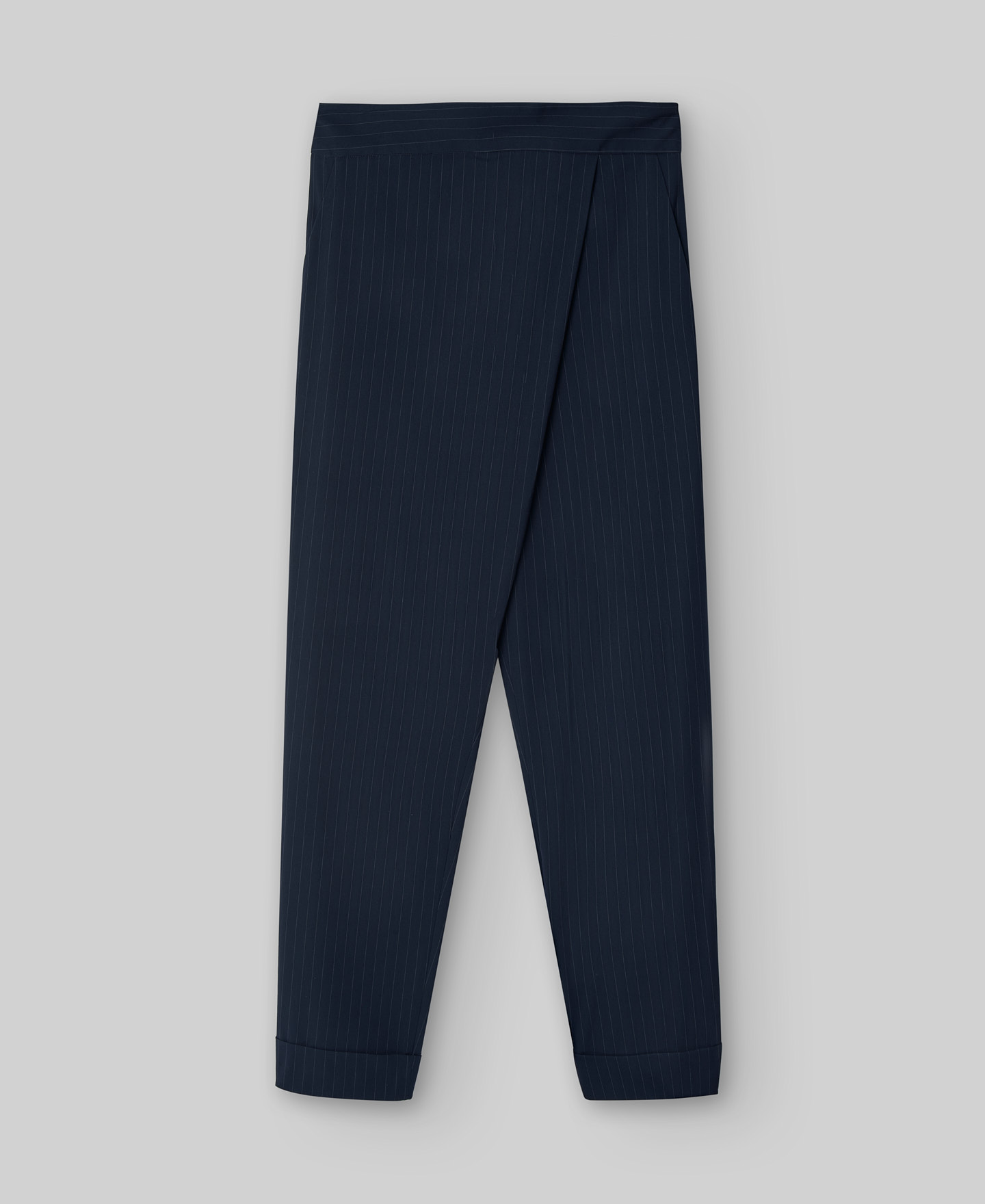 Front-crossed striped trousers woman image number 0