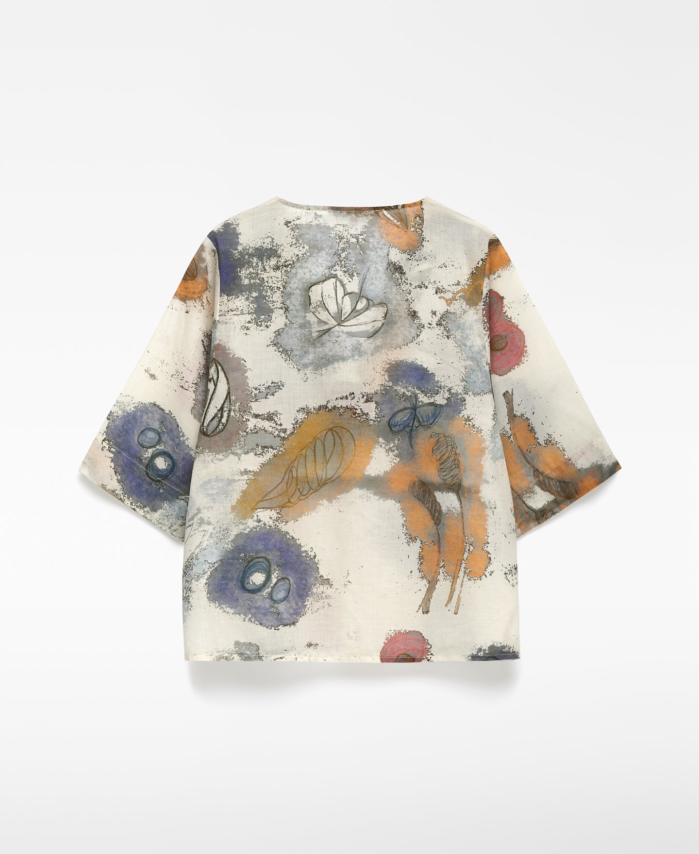 V-neckline printed blouse woman image number 5