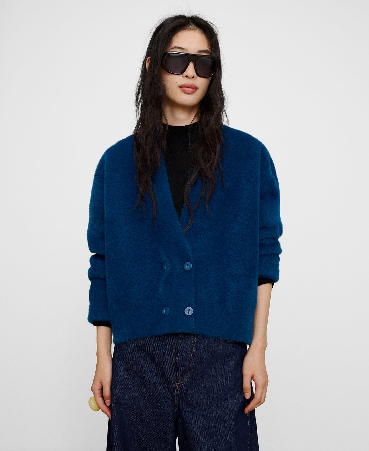 Cross-front furry jacket image number 0