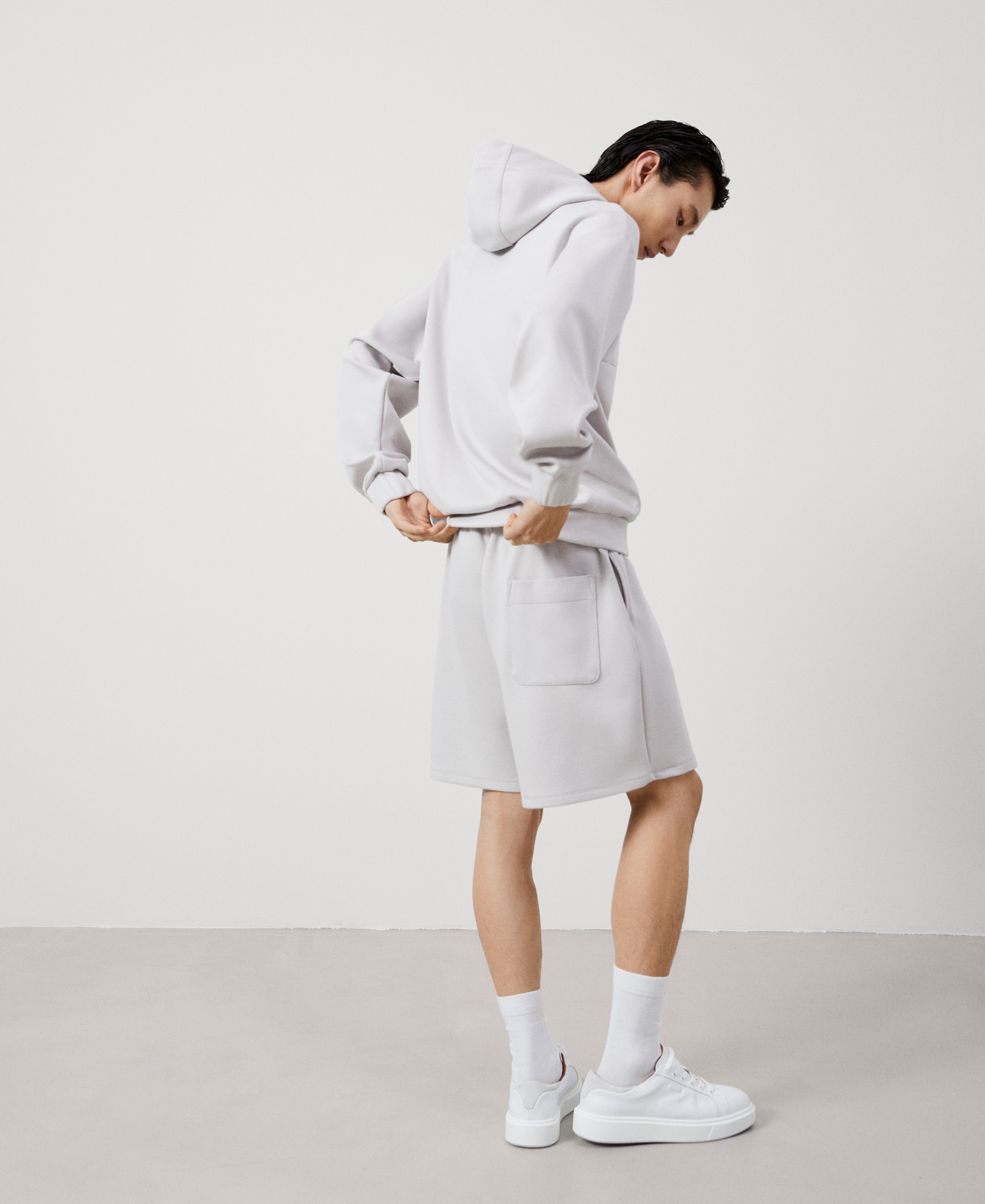 Turtleneck viscose hooded sweatshirt image number 2