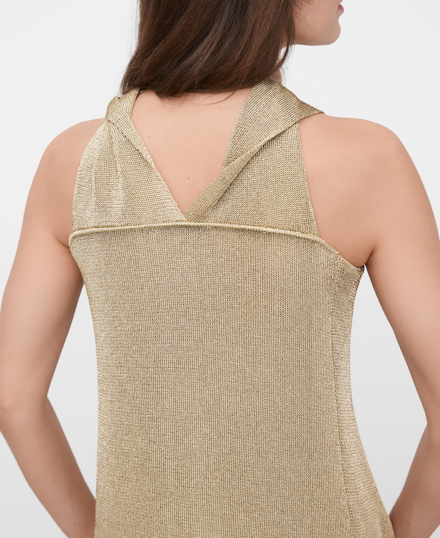 Metallic knit wrap top image number 3