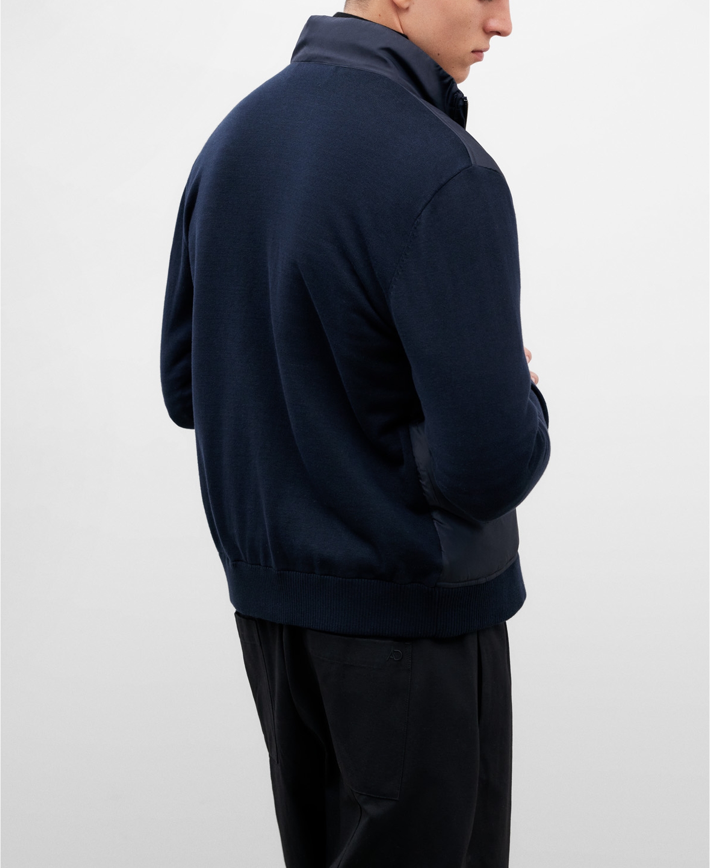 Navy blue cotton cardigan for men image number 2
