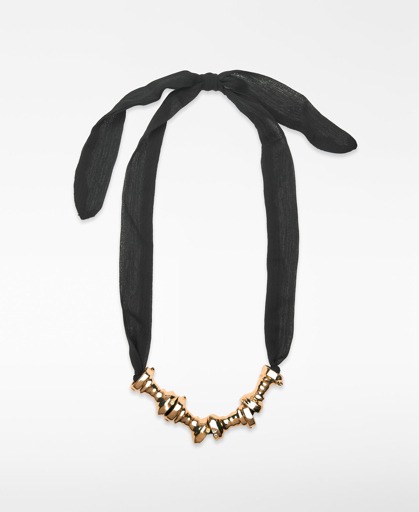 Metal pieces bow necklace woman image number 0