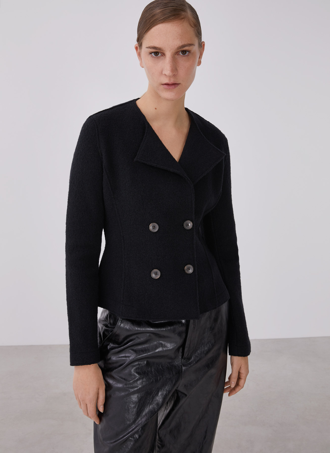 Merino wool crossed jacket image number 0