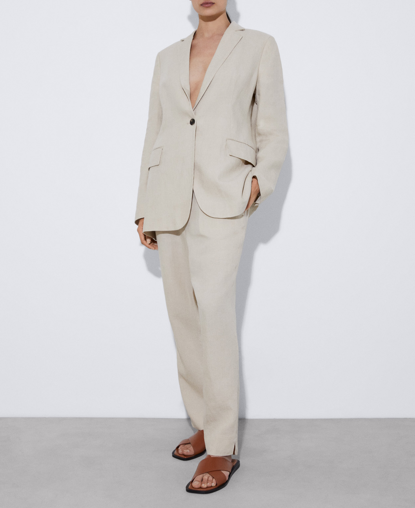Blazer in natural linen image number 1